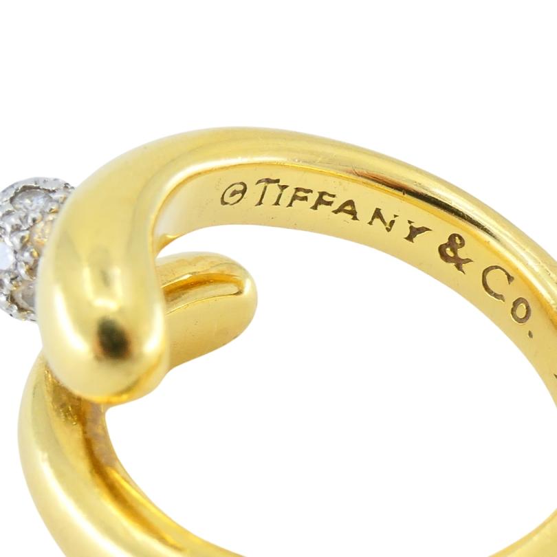 Tiffany & Co. 18k Gold & Platinum Pave Diamond Bypass Ring en venta 3