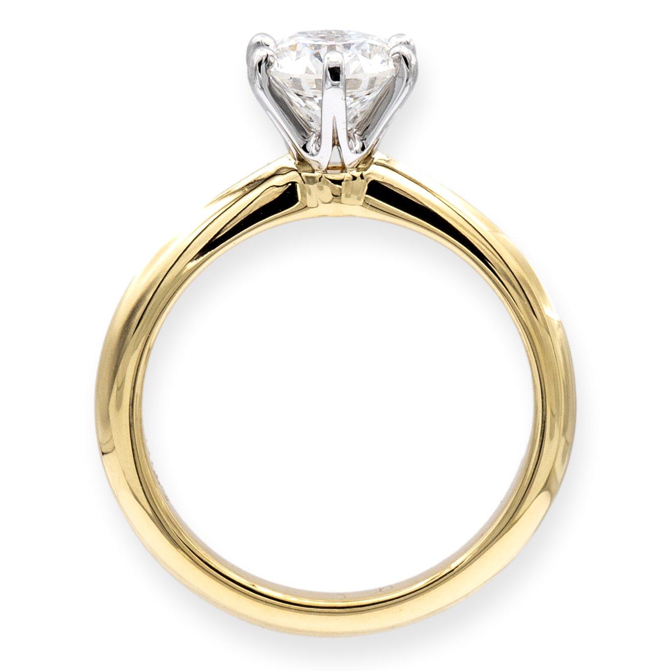 Tiffany & Co. 18k Gold Platinum Round Diamond 1.09ct I IF Engagement Ring In Excellent Condition In New York, NY