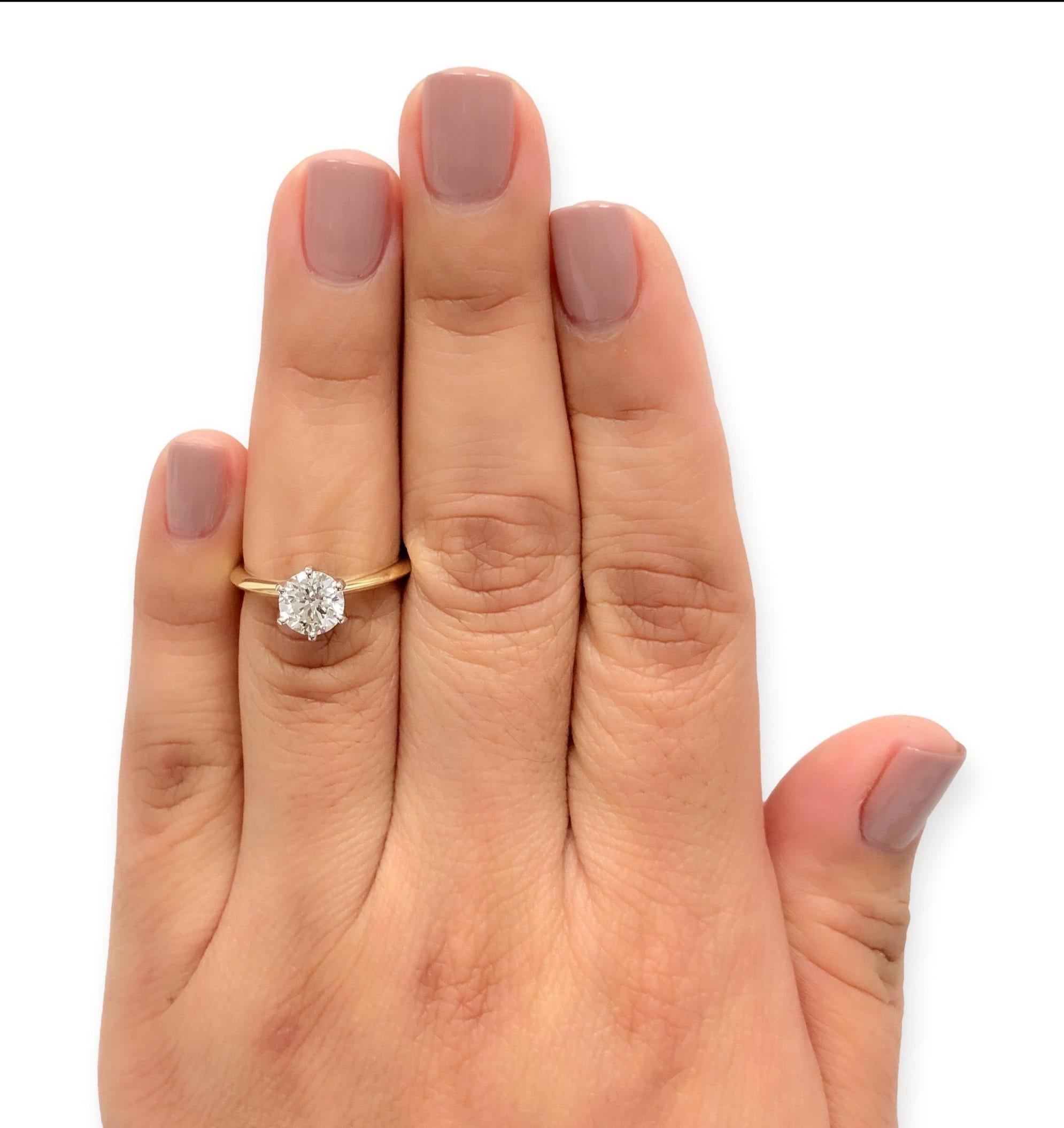 Tiffany & Co. 18k Gold Platinum Round Diamond 1.09ct I IF Engagement Ring 1