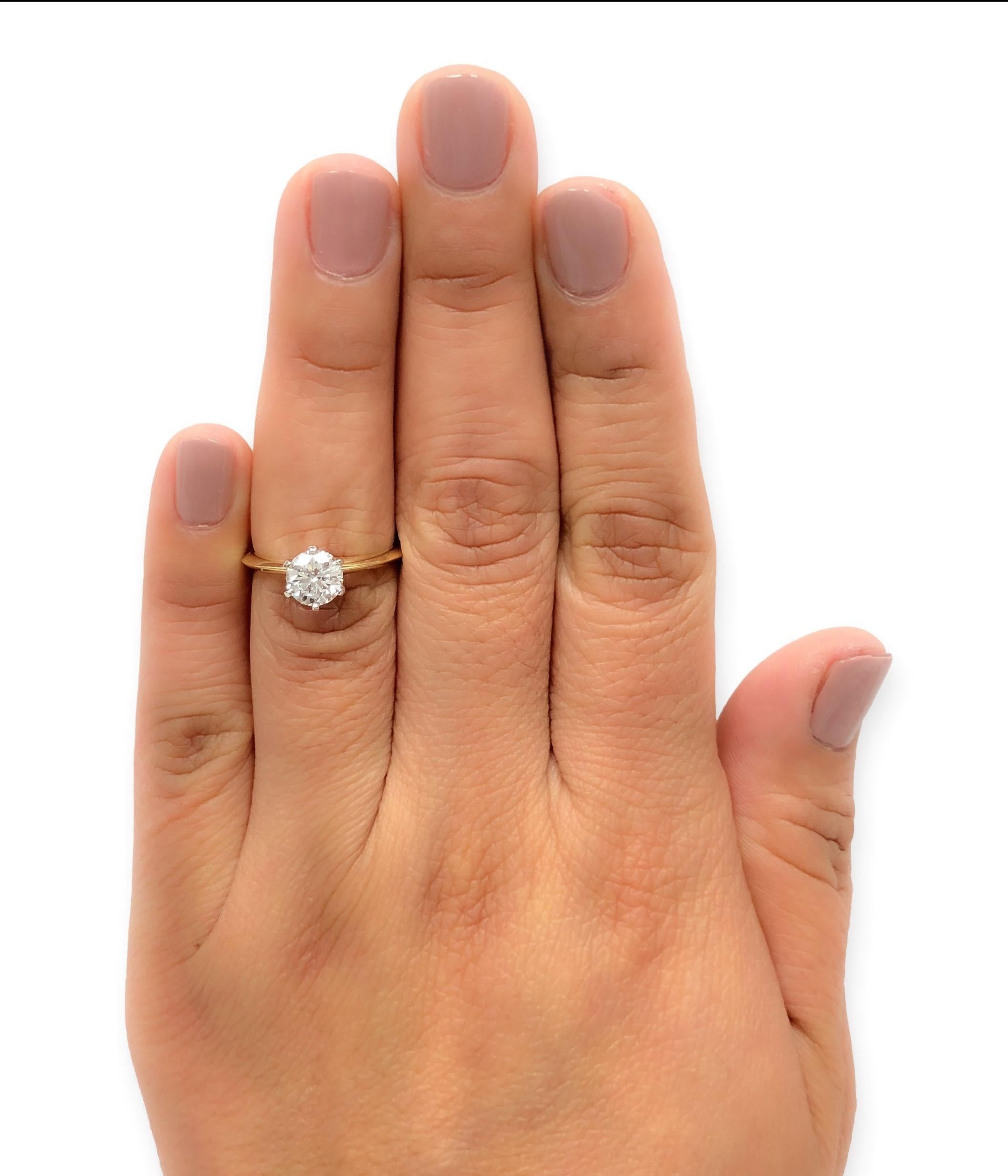 Tiffany & Co. 18k Gold Platinum Round Diamond Engagement Ring .91Ct IVS1 2