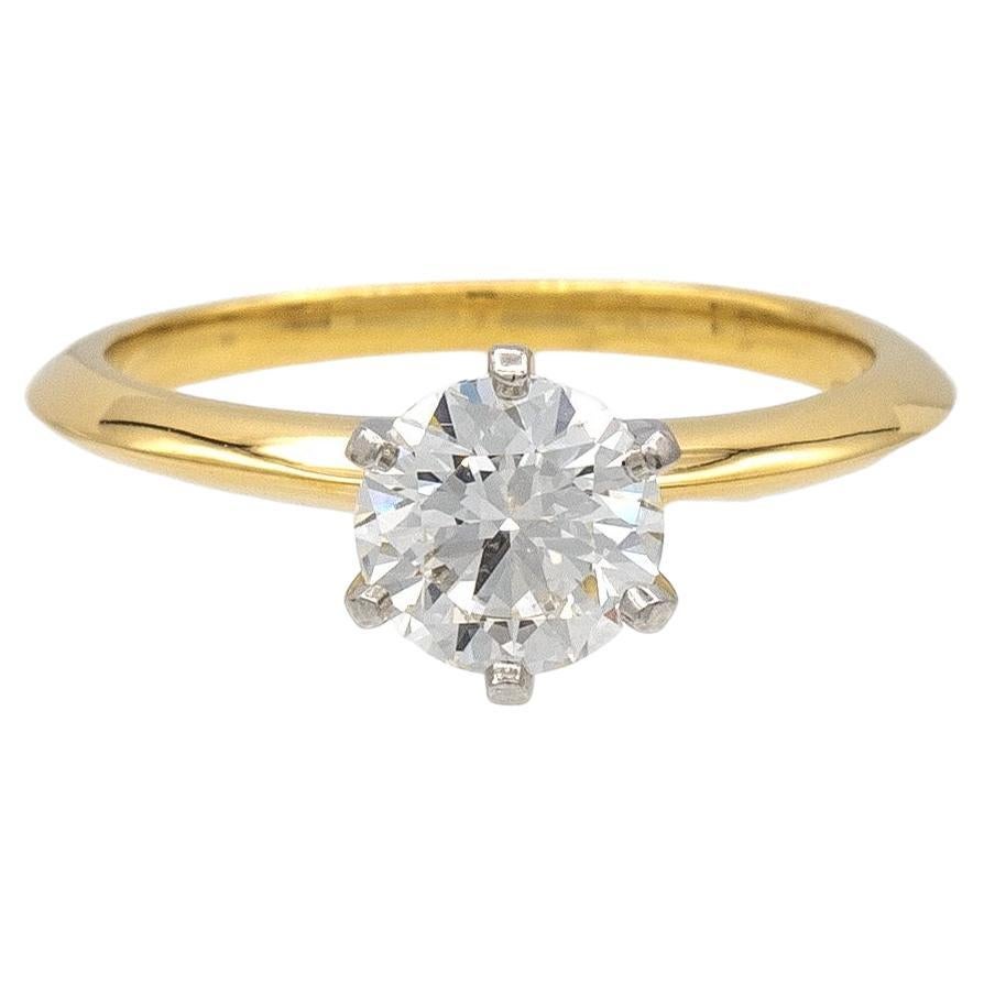 Tiffany & Co. 18k Gold Platinum Round Diamond Engagement Ring .91Ct IVS1