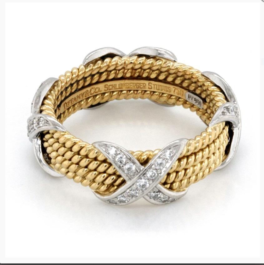 tiffany & co. schlumberger rope engagement ring in 18k gold