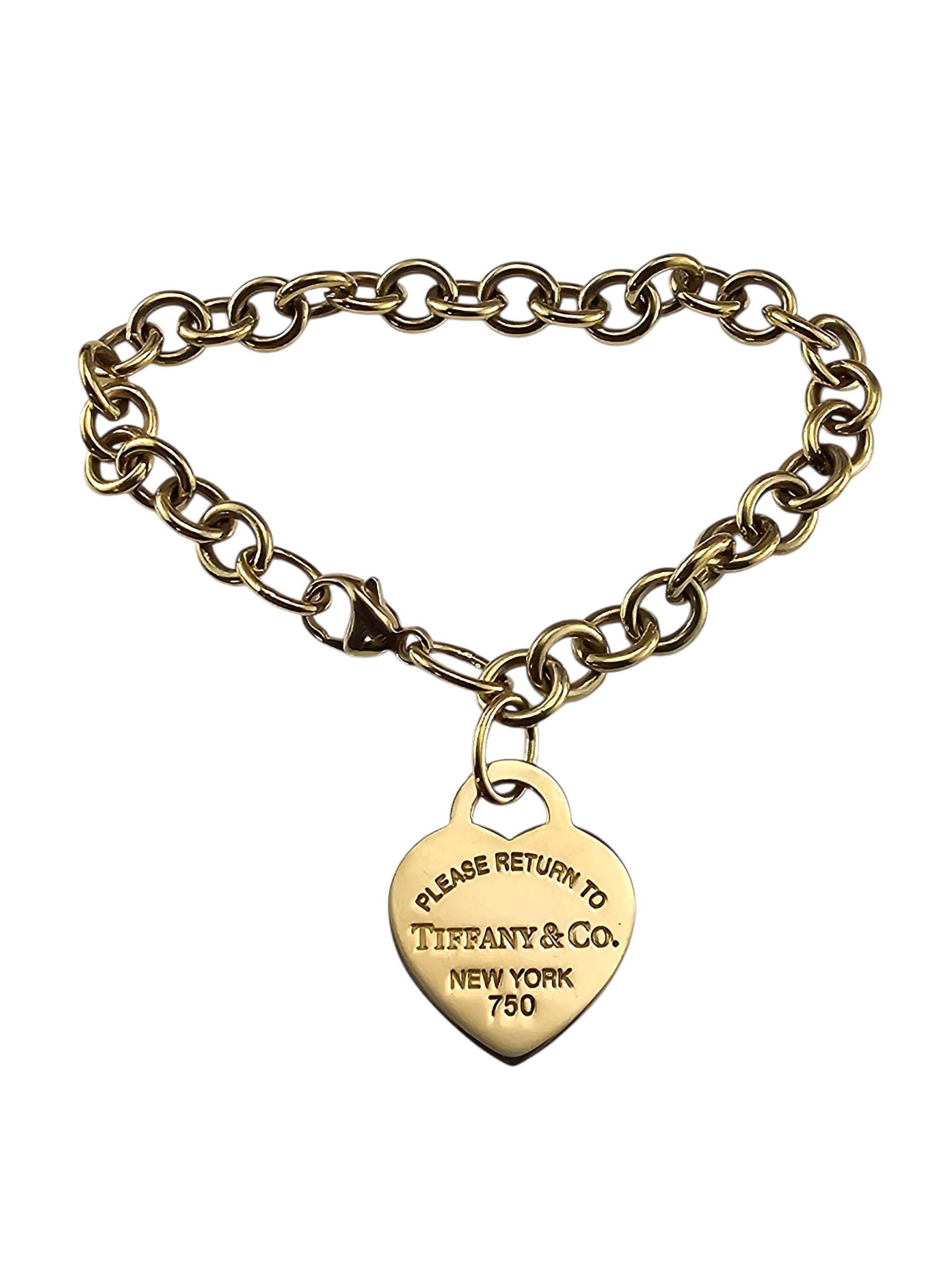 Tiffany
Co. Gold 18K "Return to Tiffany" Heart Tag Bracelet w/Box #23731