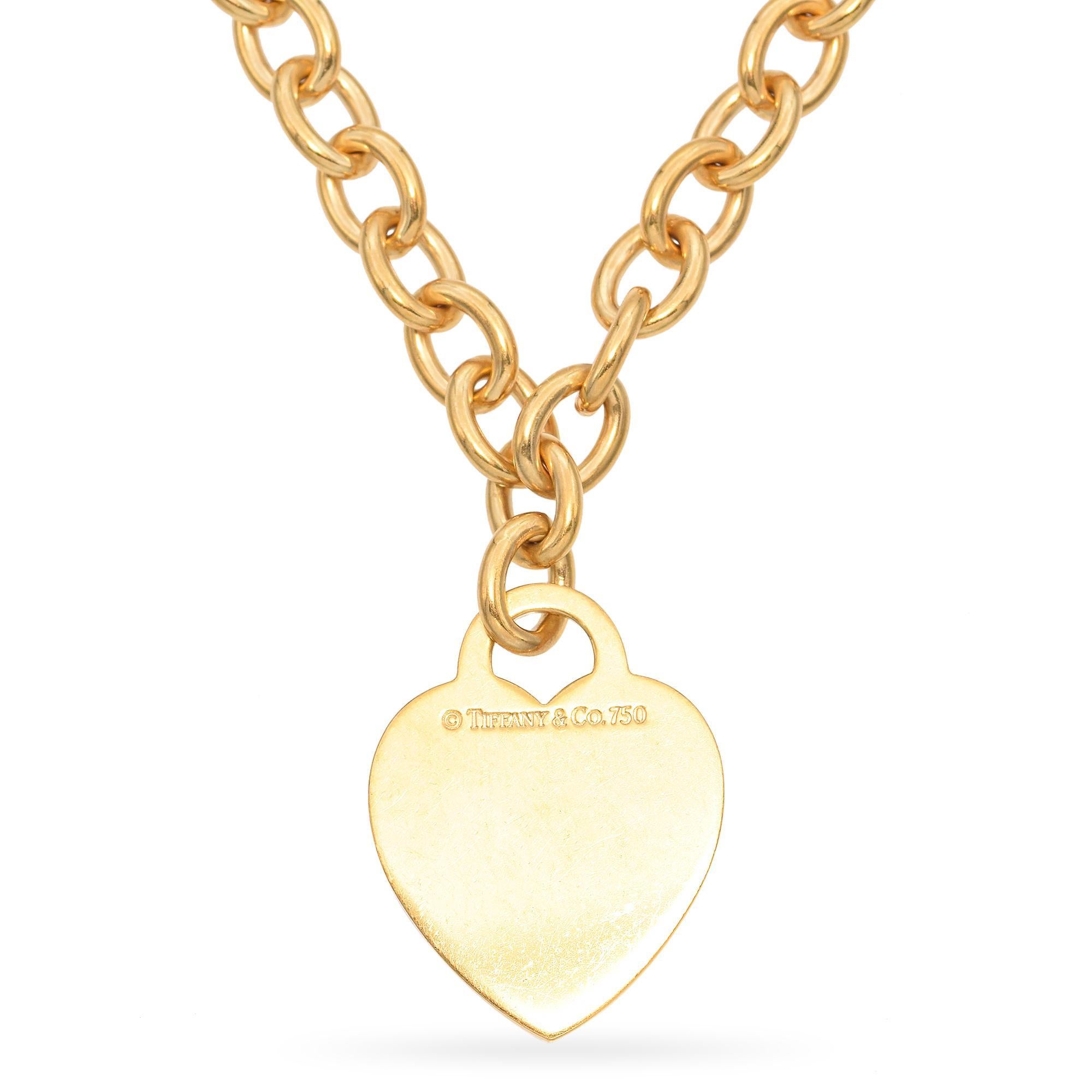 Tiffany & Co 18k Gold Return To Tiffany Herz-Tag-Anhänger-Halskette, Tiffany & Co im Zustand „Gut“ in New York, NY