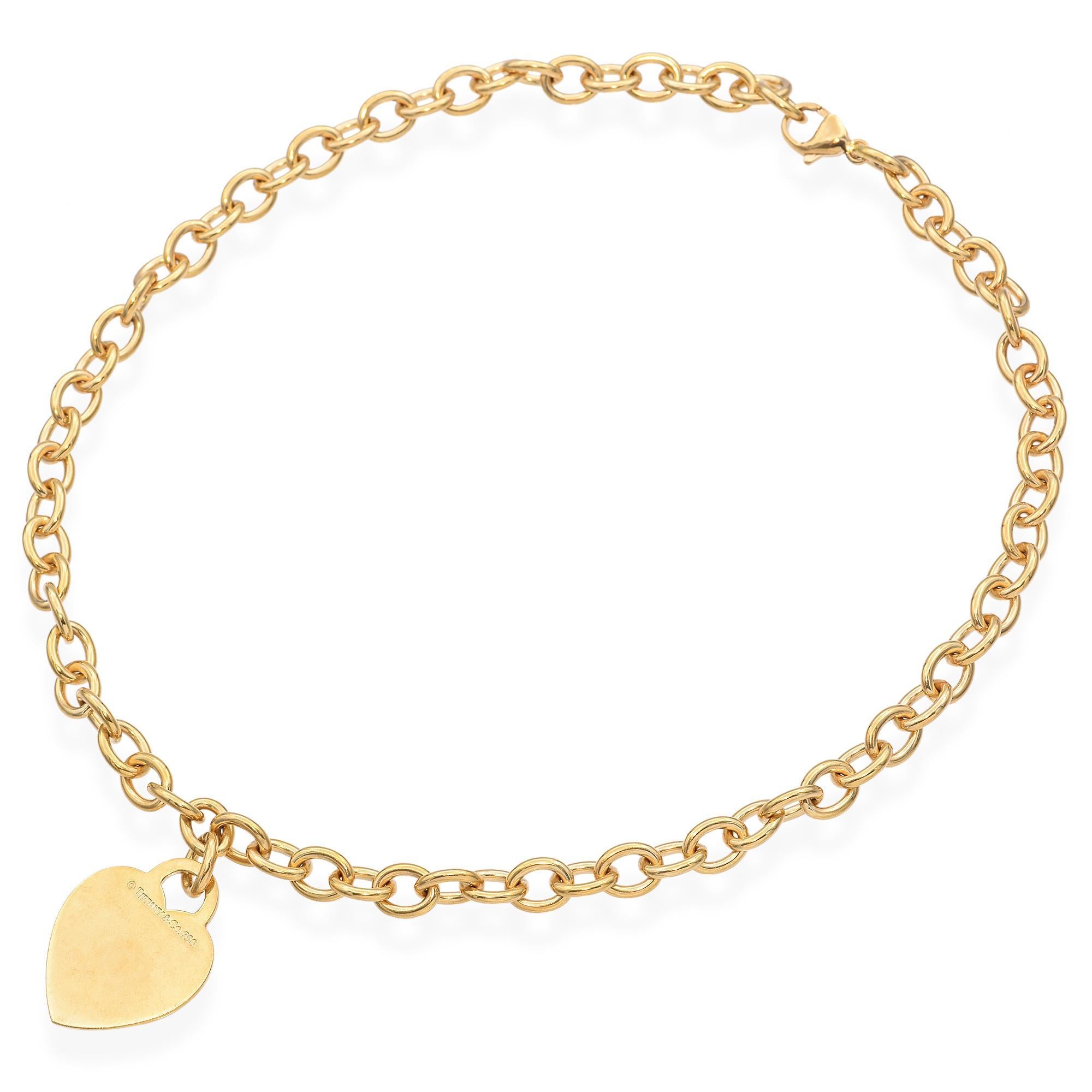 Tiffany & Co 18k Gold Return To Tiffany Herz-Tag-Anhänger-Halskette, Tiffany & Co 1
