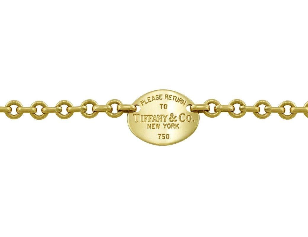 Bracciale con etichetta ovale Return to Tiffany & Co. in oro 18 carati In condizioni ottime in vendita a Los Angeles, CA