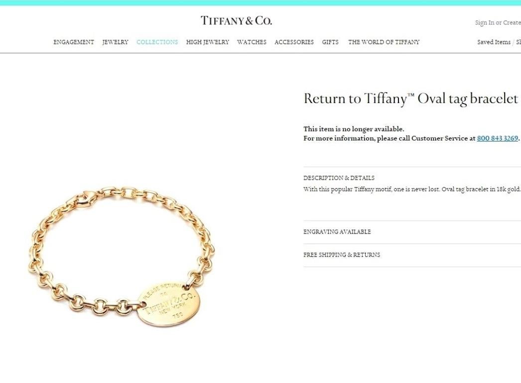 TIFFANY & Co. 18K Gold Return to Tiffany Oval Tag Bracelet In Excellent Condition In Los Angeles, CA