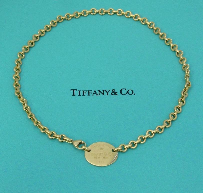 TIFFANY & Co. 18K Gold Rückkehr zu Tiffany Oval Tag Halskette 1