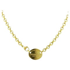 TIFFANY & Co. 18K Gold Rückkehr zu Tiffany Oval Tag Halskette