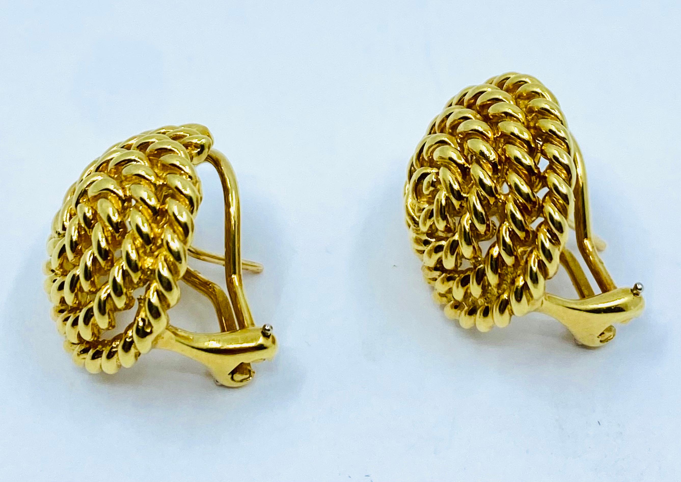 Tiffany & Co. 18k Gold Rope Earrings For Sale 6