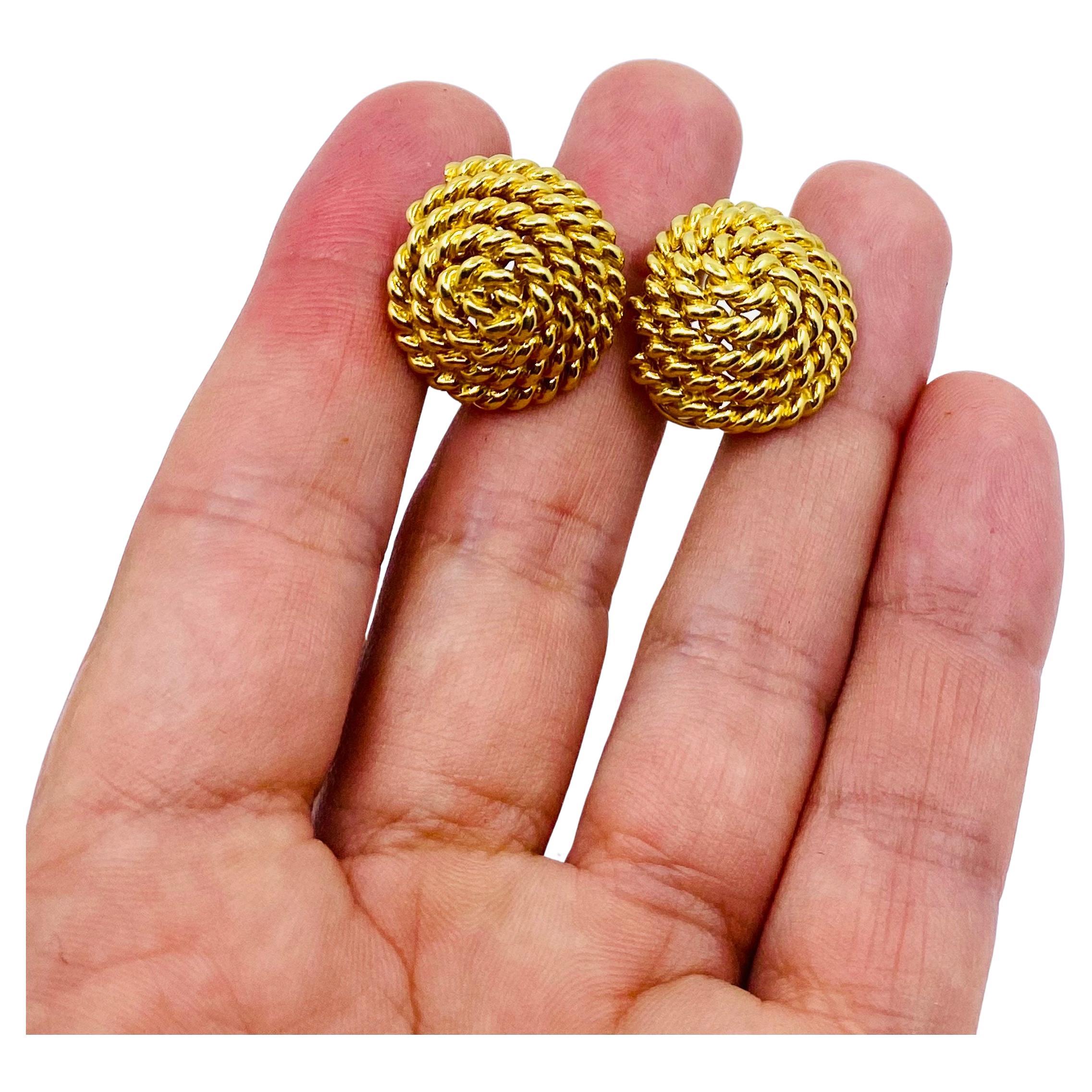 Tiffany & Co. 18k Gold Rope Earrings In Good Condition For Sale In Beverly Hills, CA