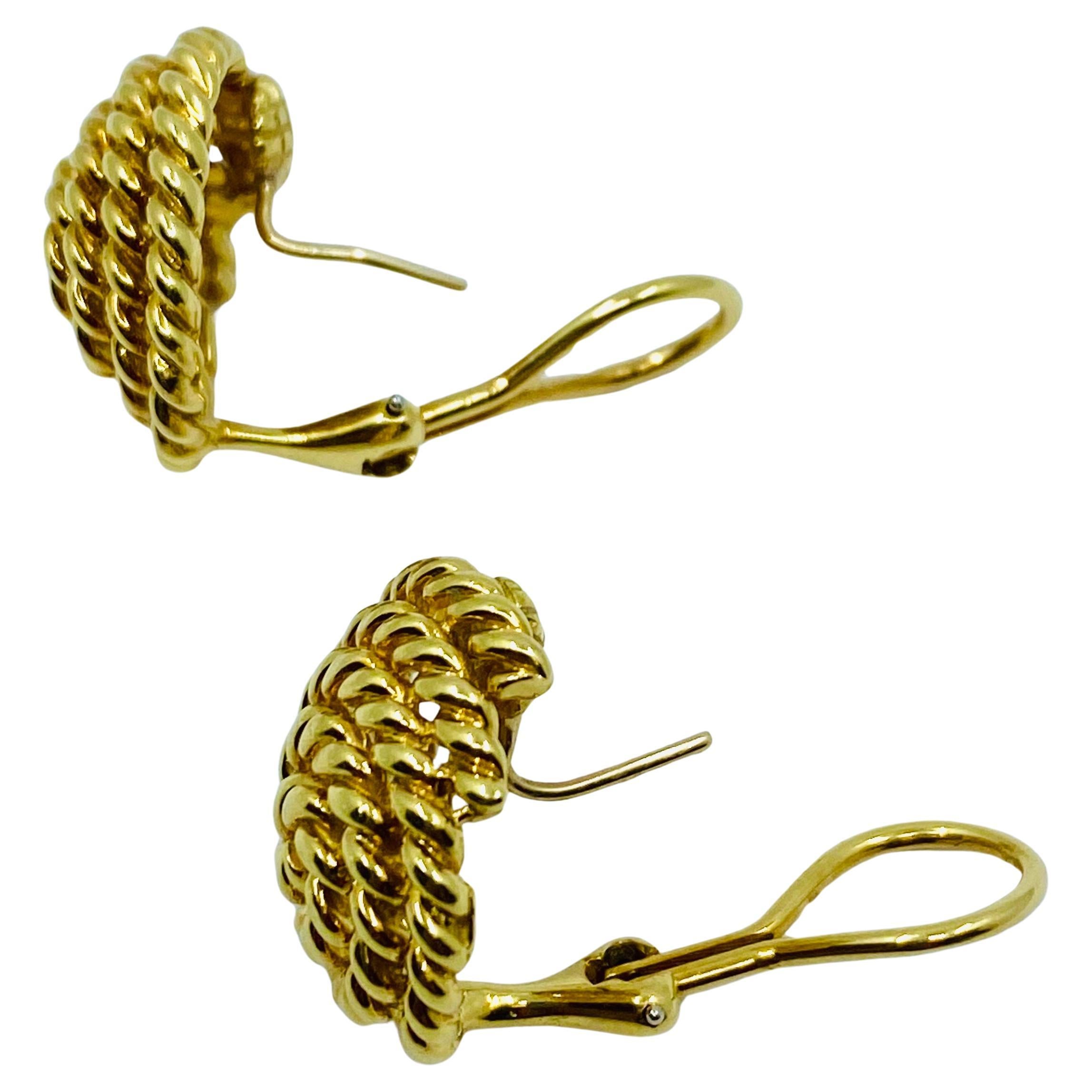 Tiffany & Co. 18k Gold Rope Earrings For Sale 2