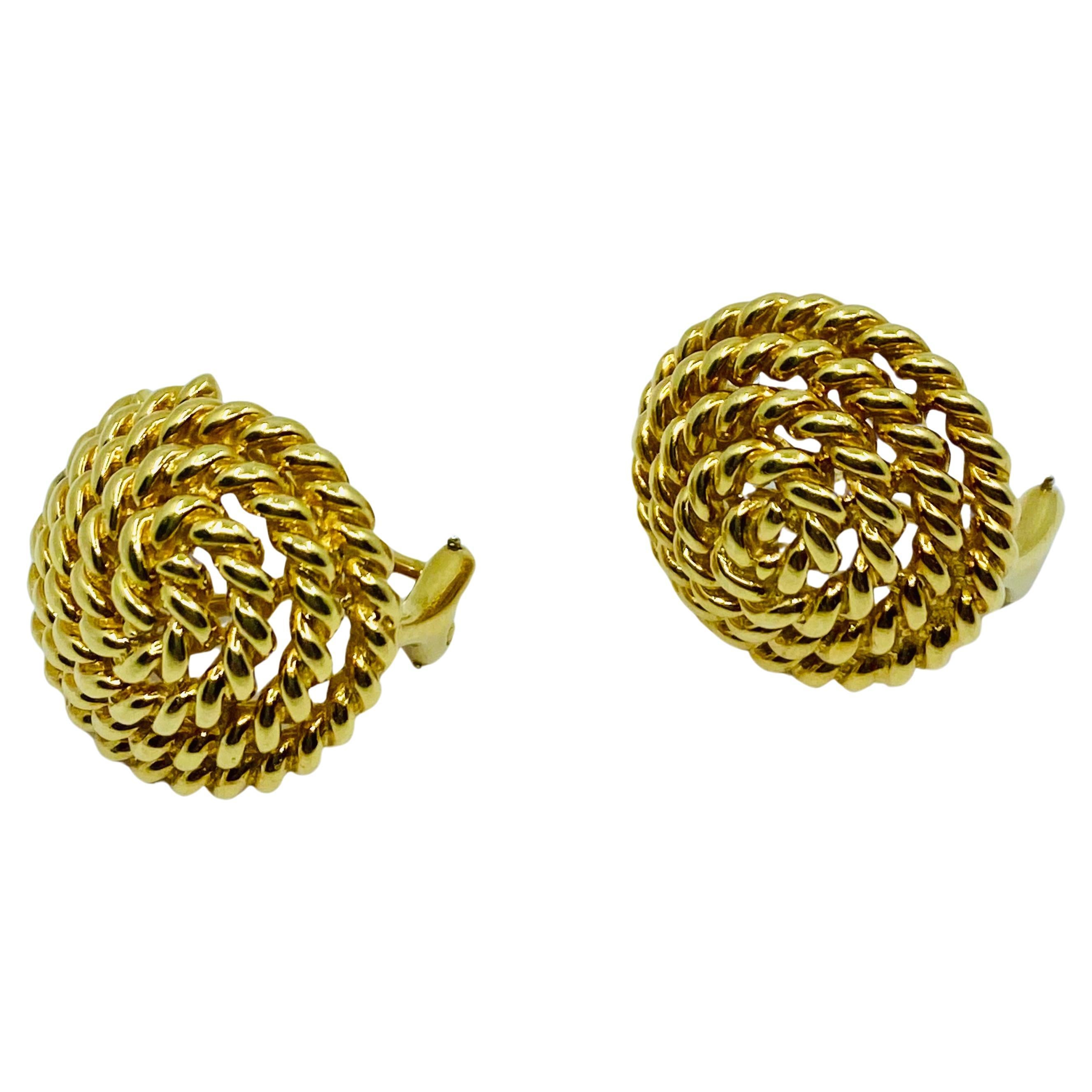 Tiffany & Co. 18k Gold Rope Earrings For Sale 4
