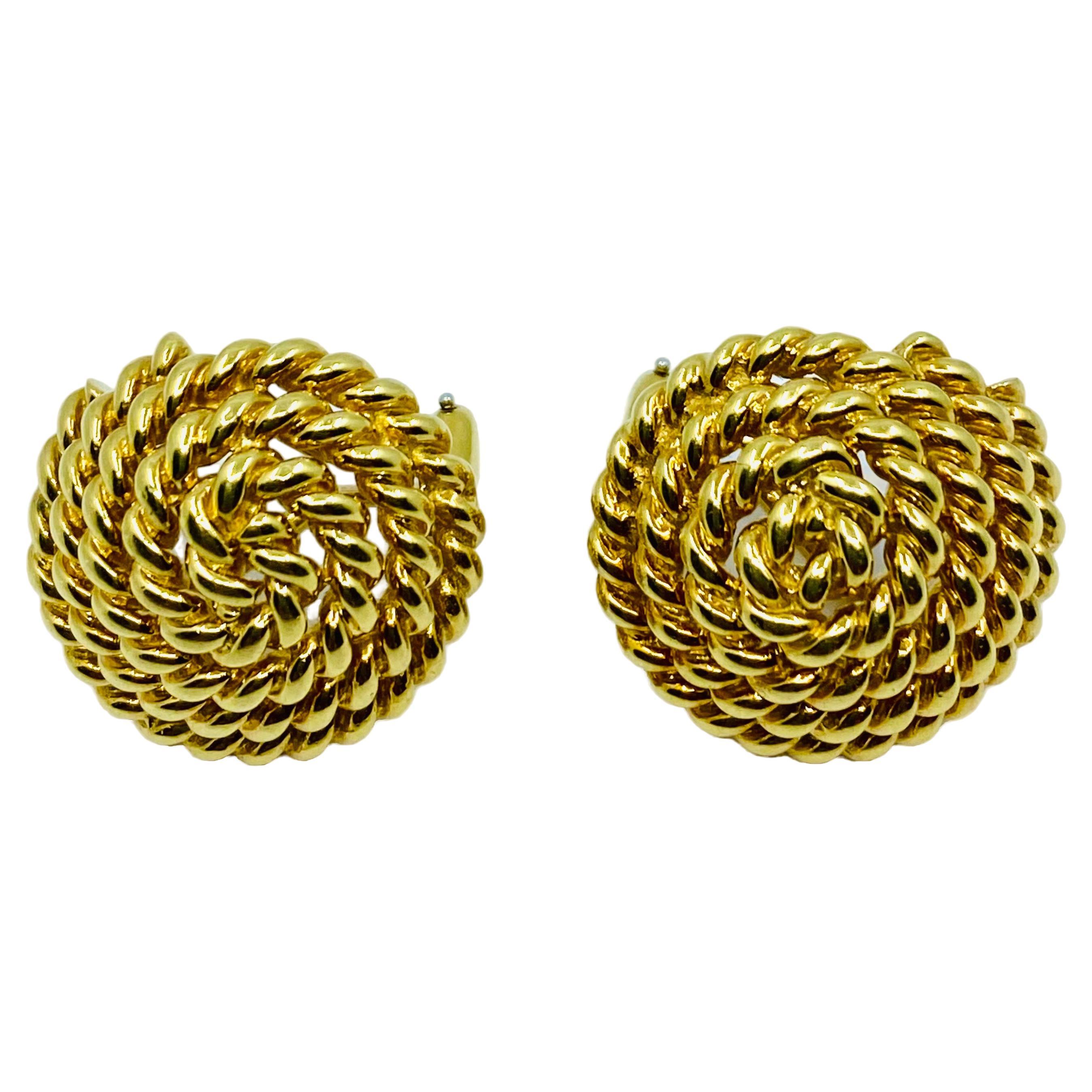 Tiffany & Co. 18k Gold Rope Earrings For Sale