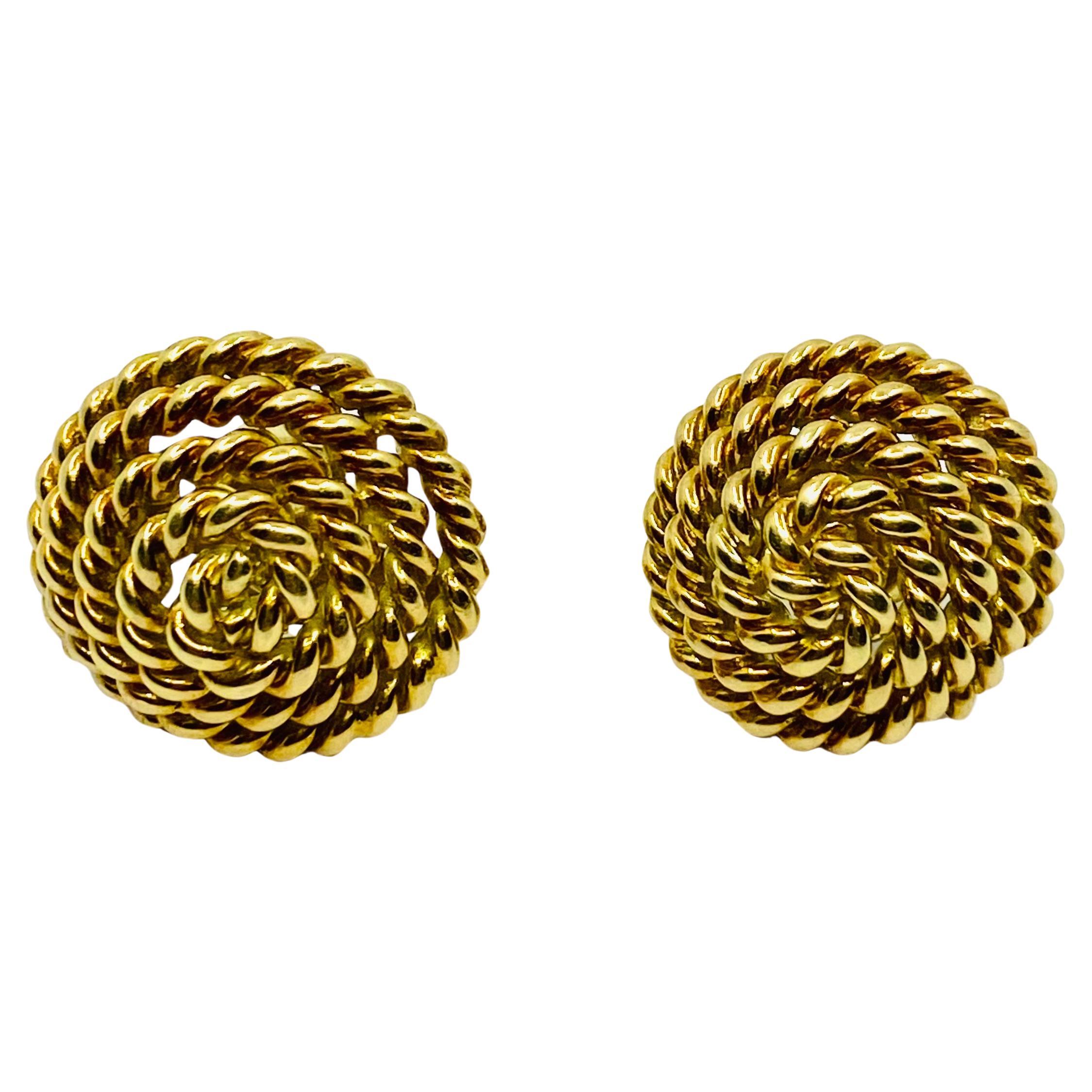 Tiffany & Co. 18k Gold Rope Earrings Stud For Sale 2