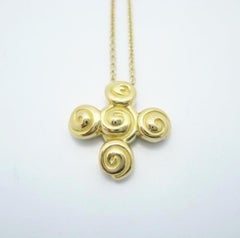 TIFFANY & Co. 18K Gold Rosebud Cross Pendant Necklace