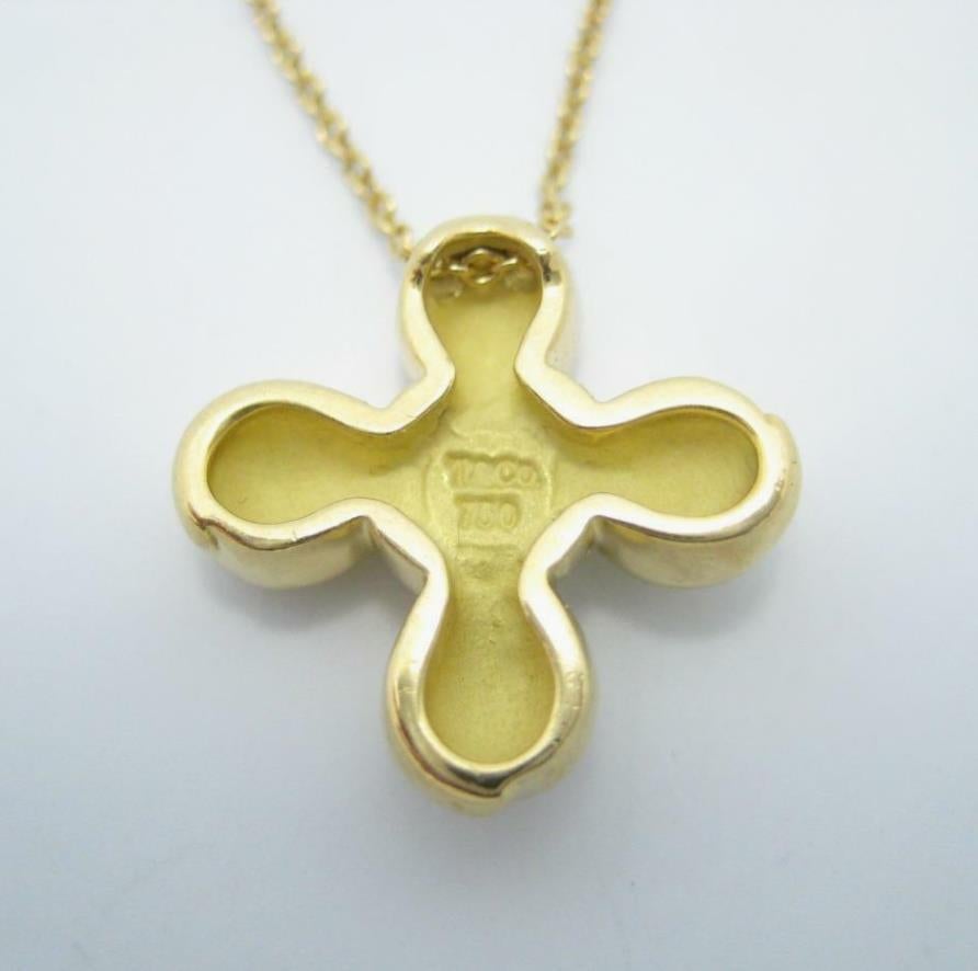 Women's TIFFANY & Co. 18K Gold Rosebud Cross Pendant Necklace  For Sale