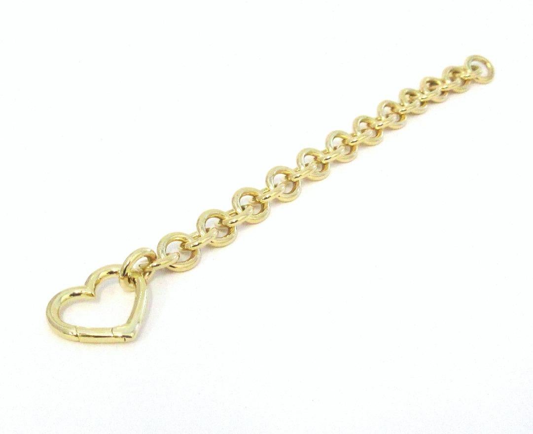 TIFFANY & Co. 18K Gold Round Link Heart Clasp Bracelet 7
