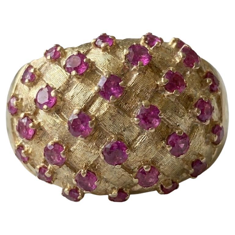 Tiffany 
Co. 18K Gold Ruby Oversized Dome Weave Cluster Ring For Sale