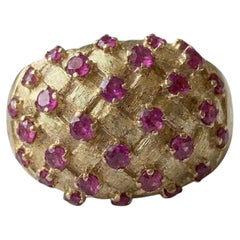 Tiffany & Co. 18K Gold Rubin Übergroßer Kuppelgeflecht Cluster Ring