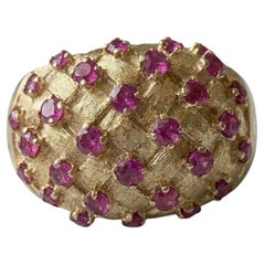 Tiffany & Co. 18K Gold Ruby Oversized Dome Weave Cluster Ring