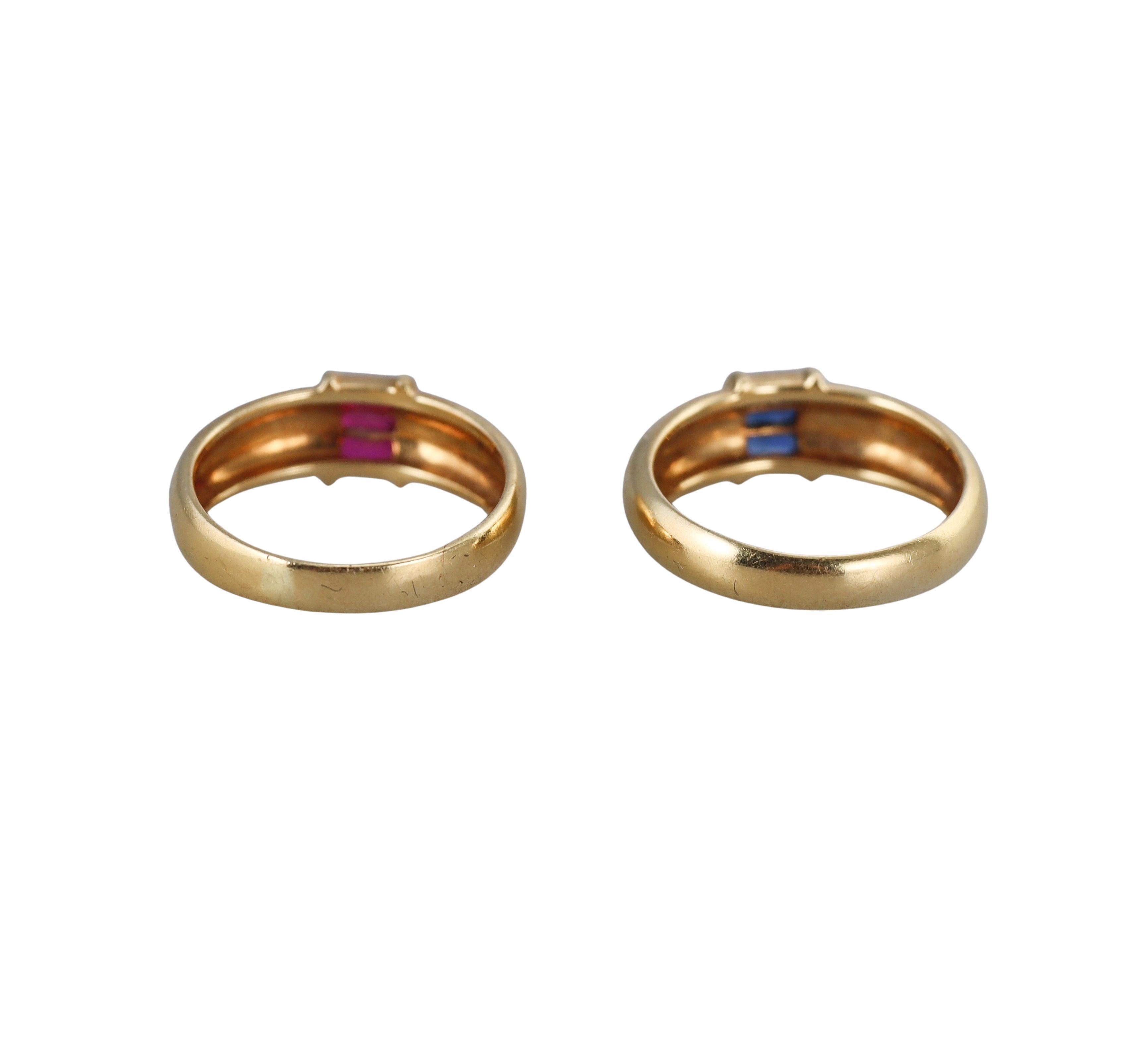 da uomo o donna Set di anelli impilabili con rubino e zaffiro in oro 18k di Tiffany & Co. in vendita
