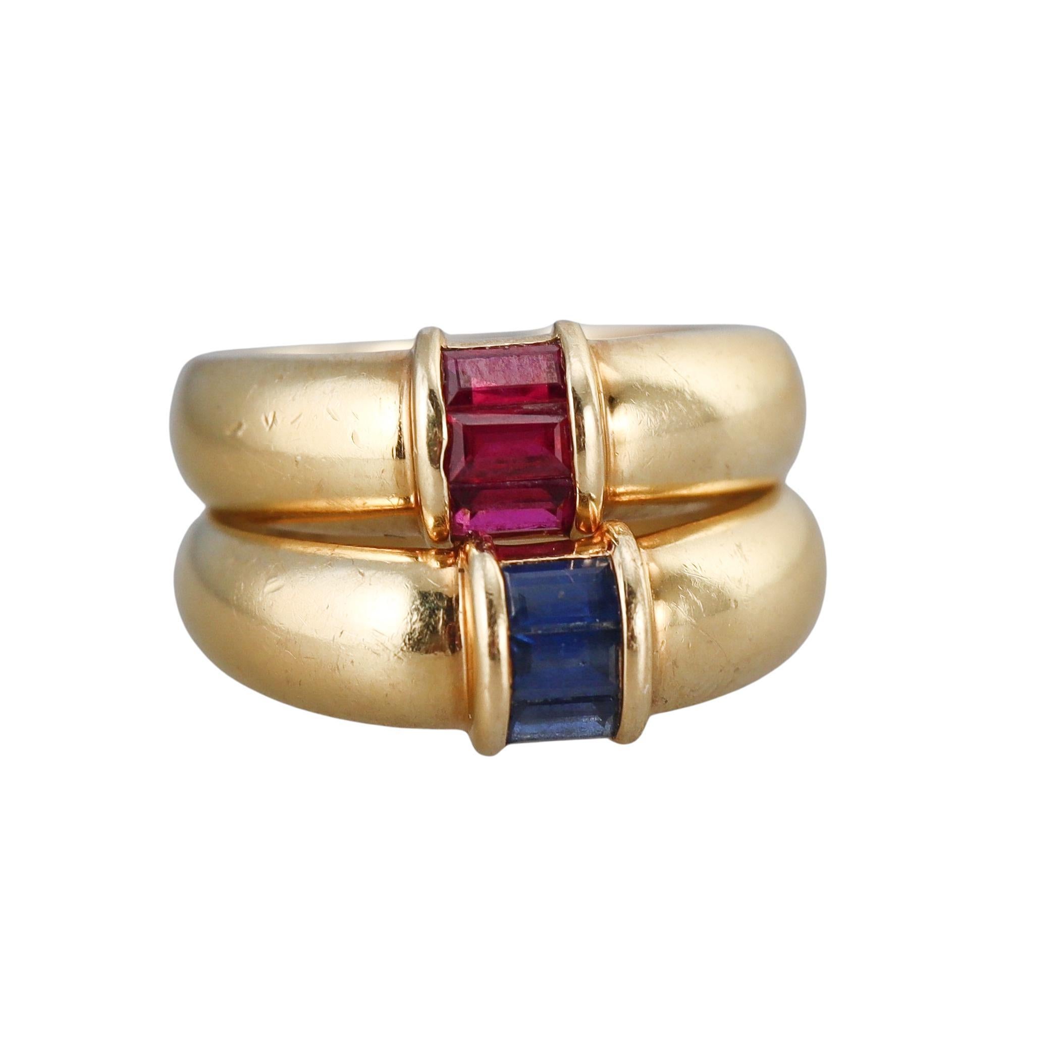 Set di anelli impilabili con rubino e zaffiro in oro 18k di Tiffany & Co. in vendita 1