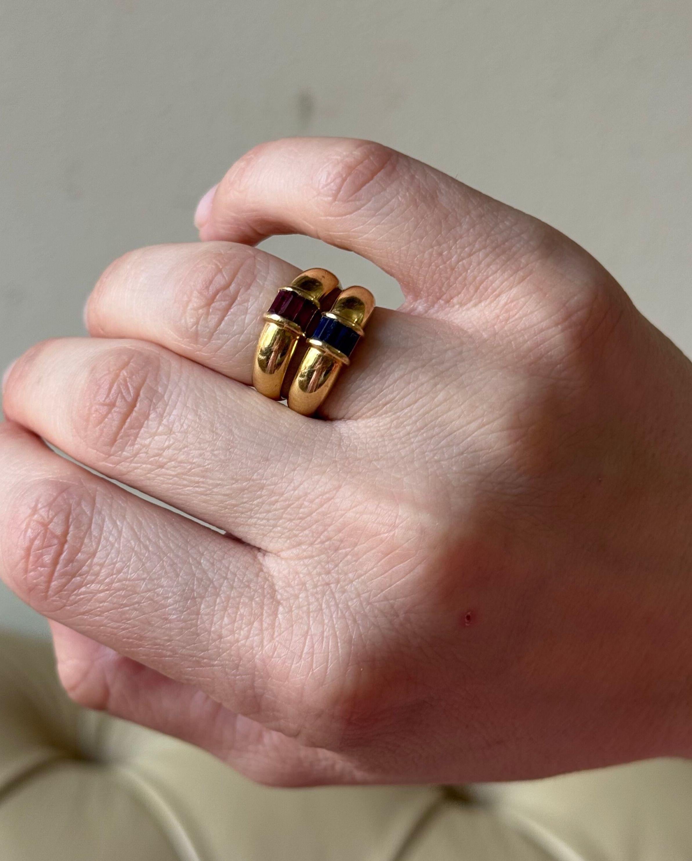 Set di anelli impilabili con rubino e zaffiro in oro 18k di Tiffany & Co. in vendita 2