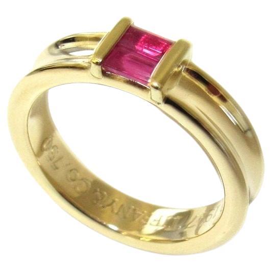 TIFFANY & Co. 18K Gold Ruby Stacking Ring 4.5