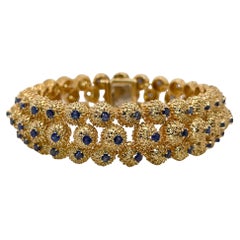 Tiffany & Co. 18K Gold & Sapphire Thistle Triple Row Link Bracelet