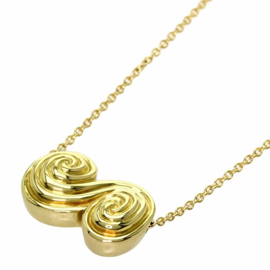 TIFFANY & Co. 18K Gold Scroll Pendant Necklace  In Excellent Condition For Sale In Los Angeles, CA