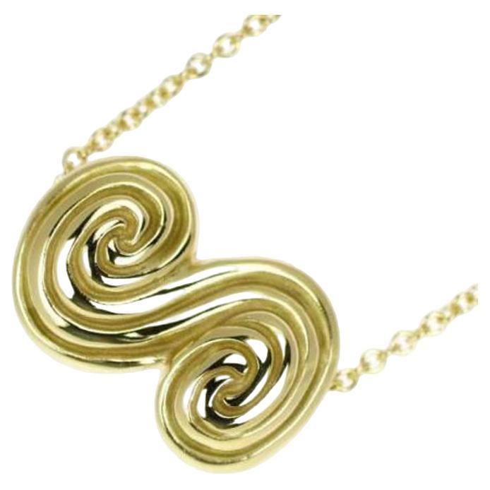 TIFFANY & Co. 18K Gold Scroll-Anhänger Halskette 