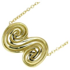 TIFFANY & Co. 18K Gold Scroll Pendant Necklace 