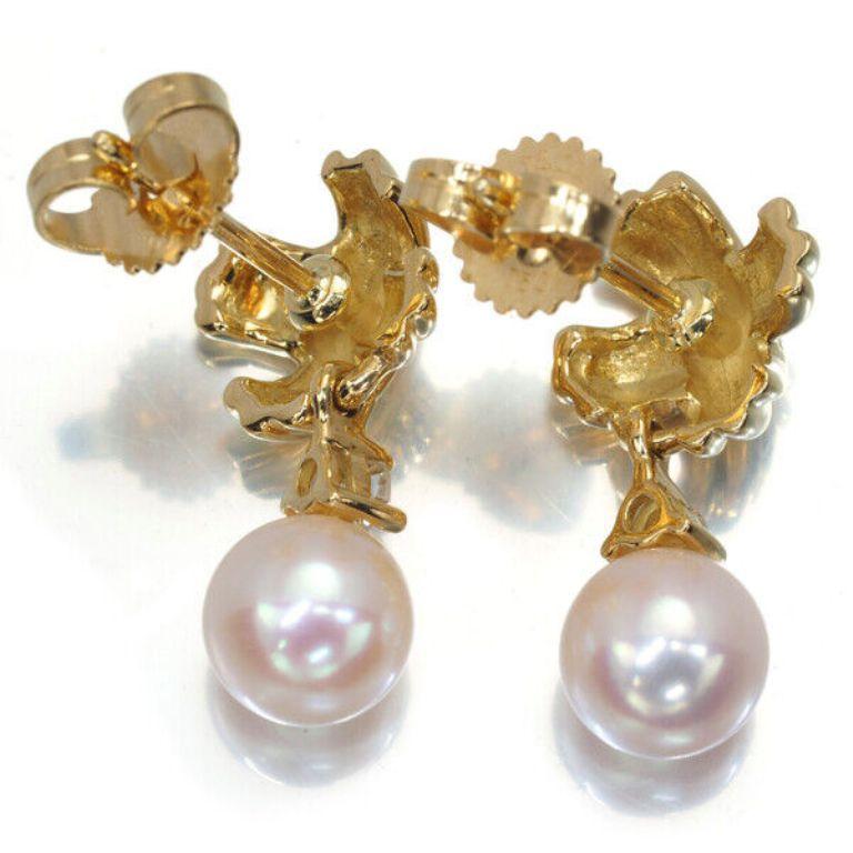 Women's TIFFANY & Co. 18K Gold Signature Diamond Pearl Drop Earrings