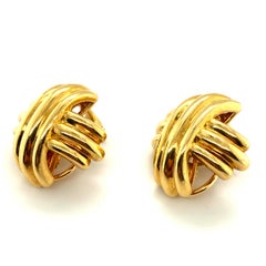 Tiffany & Co. 18 Karat Gold Signature "X" Criss-Cross Clip-On Earrings