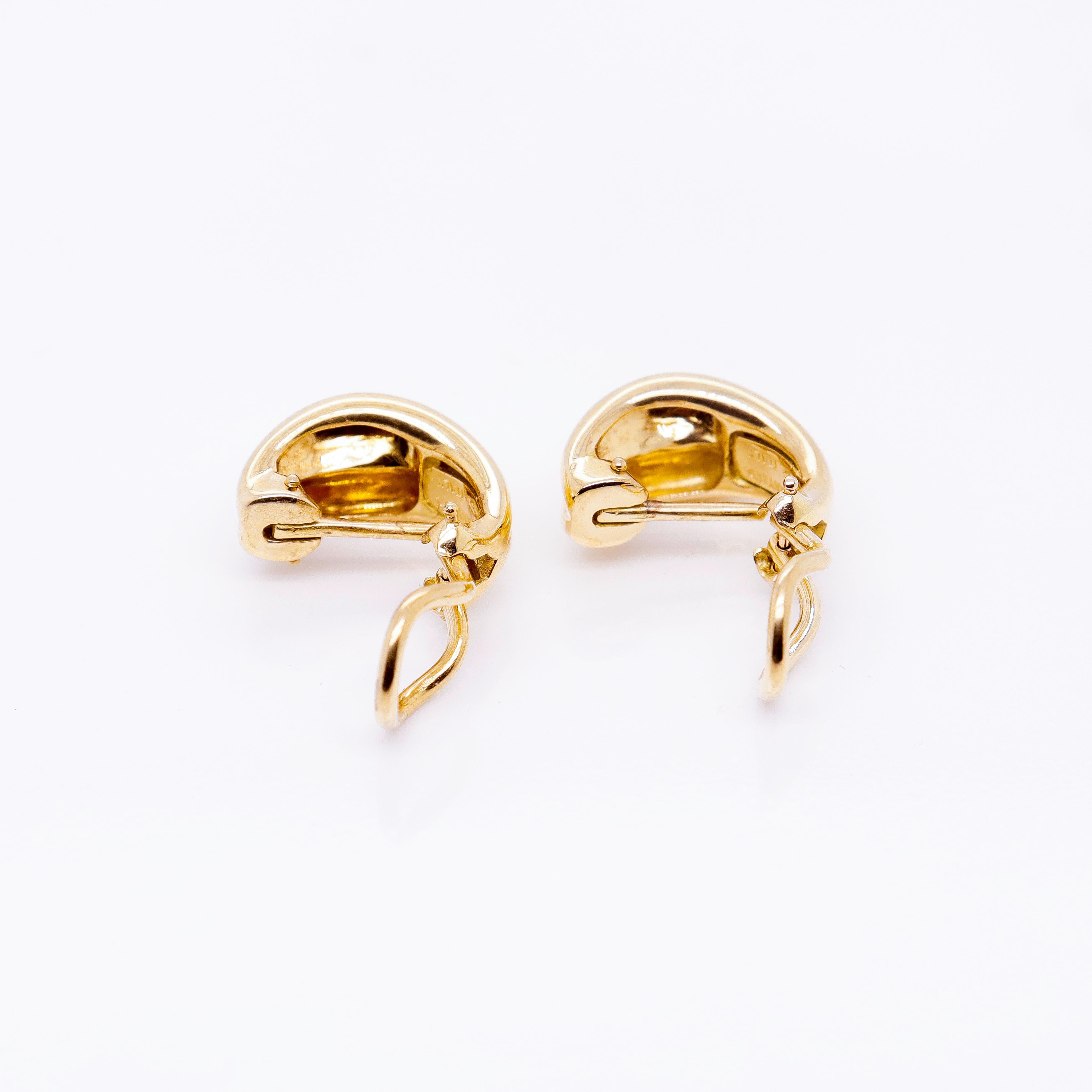 Tiffany & Co. 18K Gold Small Omega Clip Shrimp Earrings For Sale 6