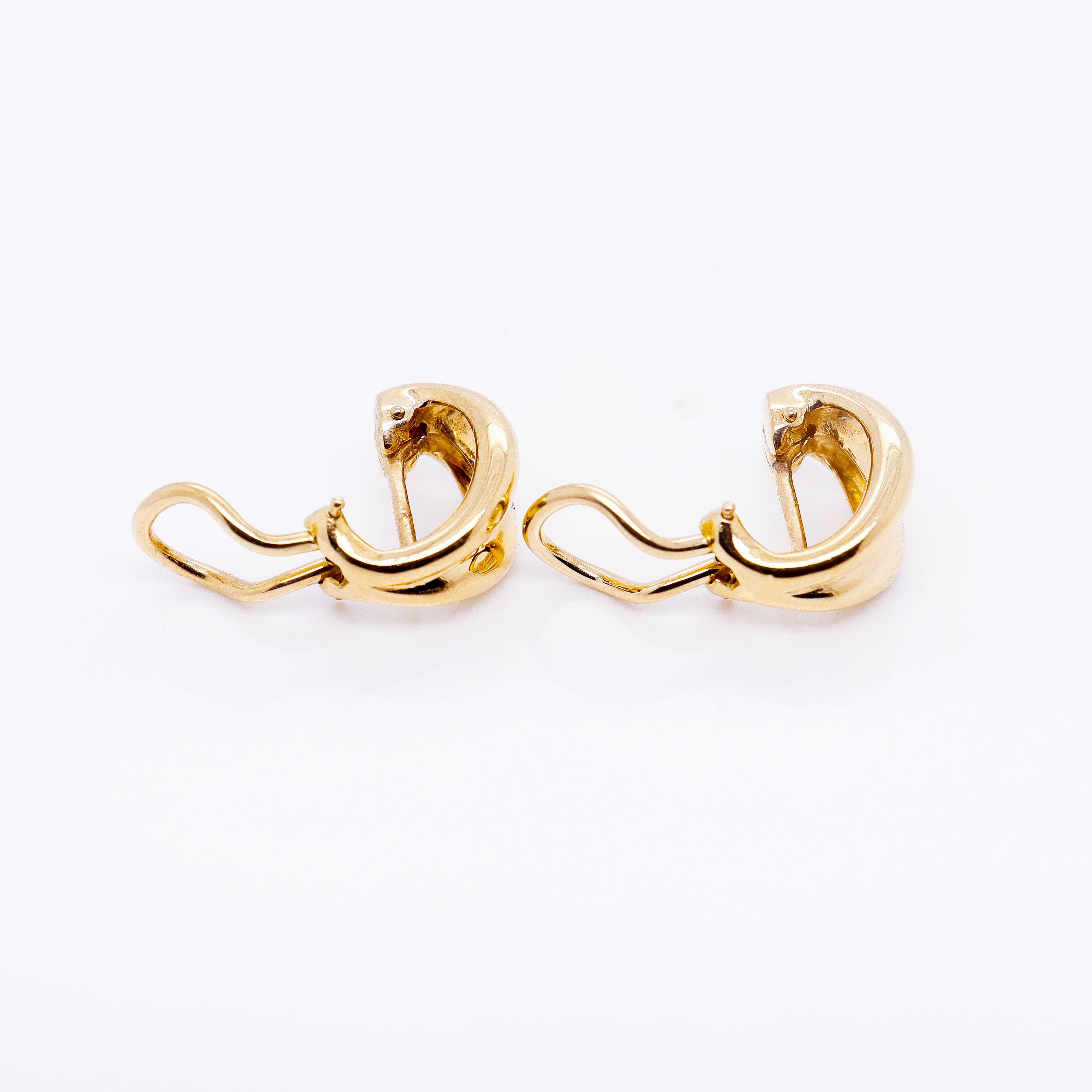 Tiffany & Co. 18K Gold Small Omega Clip Shrimp Earrings For Sale 7