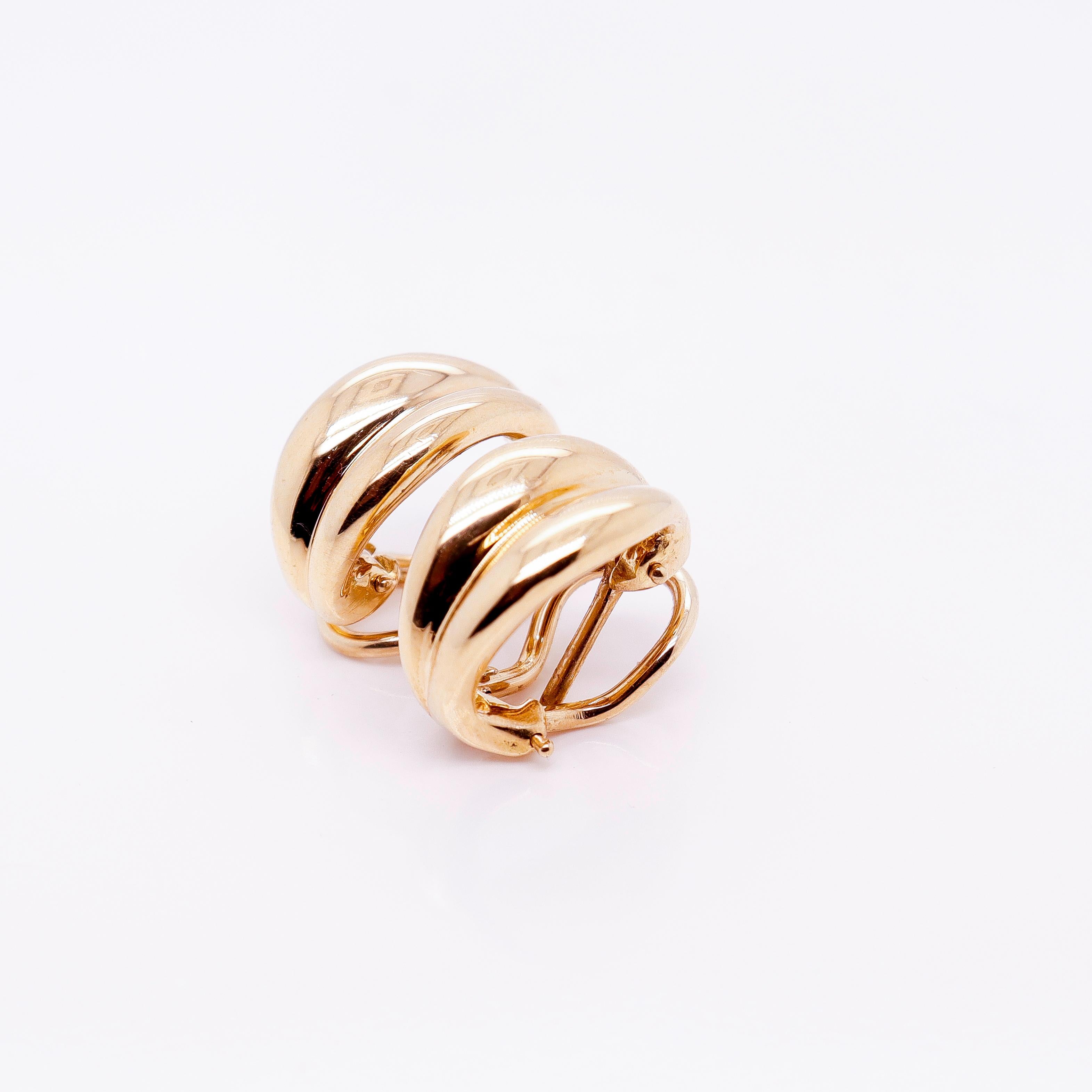 Women's or Men's Tiffany & Co. 18K Gold Small Omega Clip Shrimp Earrings For Sale