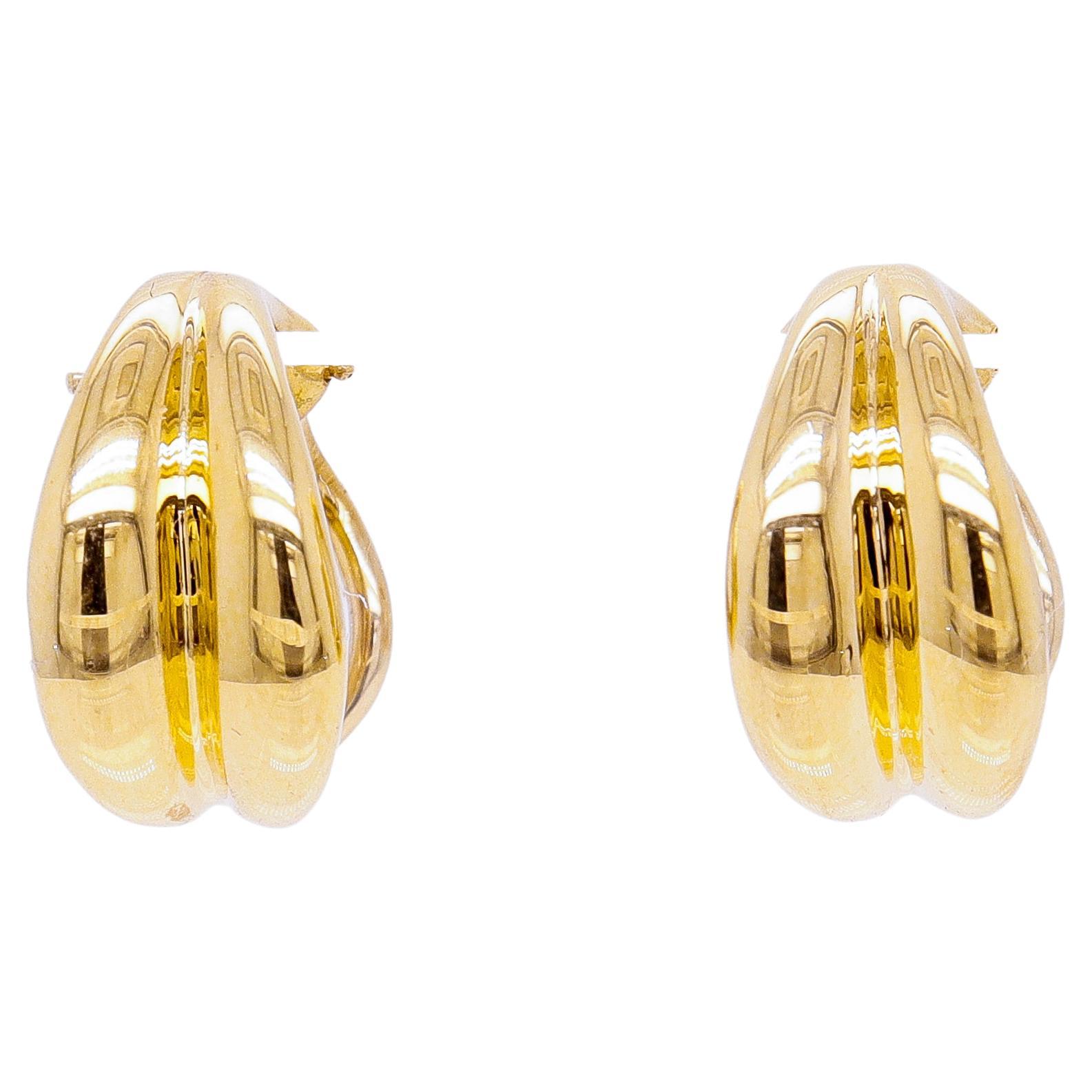 Tiffany & Co. Boucles d'oreilles petites crevettes à clip Omega en or 18K