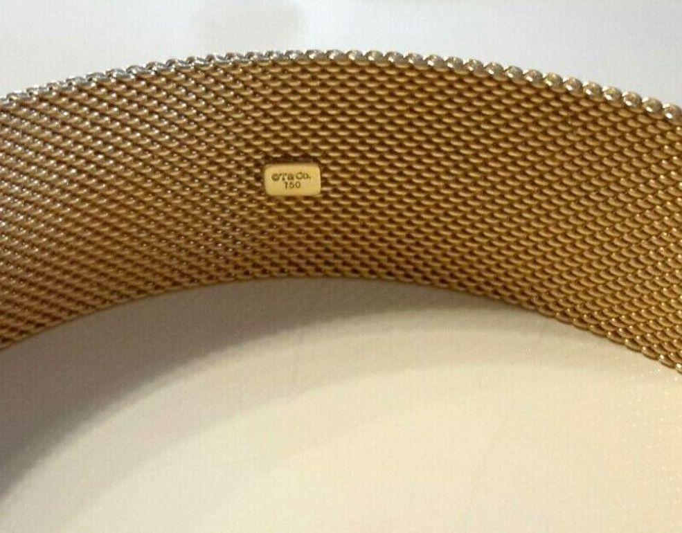 TIFFANY & Co. 18K Gold Somerset Mesh Bangle Bracelet Wider Version 47.30 grams In Excellent Condition For Sale In Los Angeles, CA