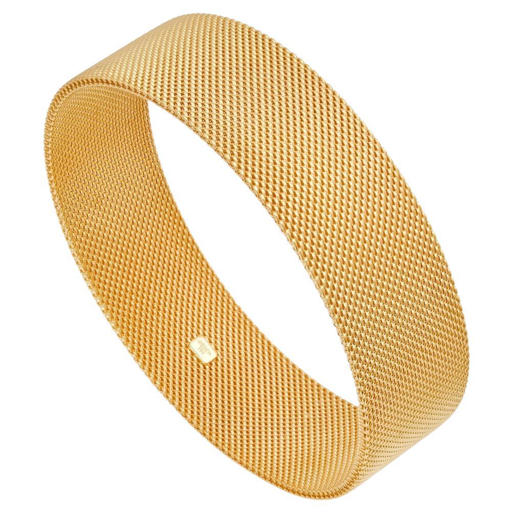TIFFANY & Co. Somerset 18K Gold 17.5mm Wide Mesh Bangle Bracelet