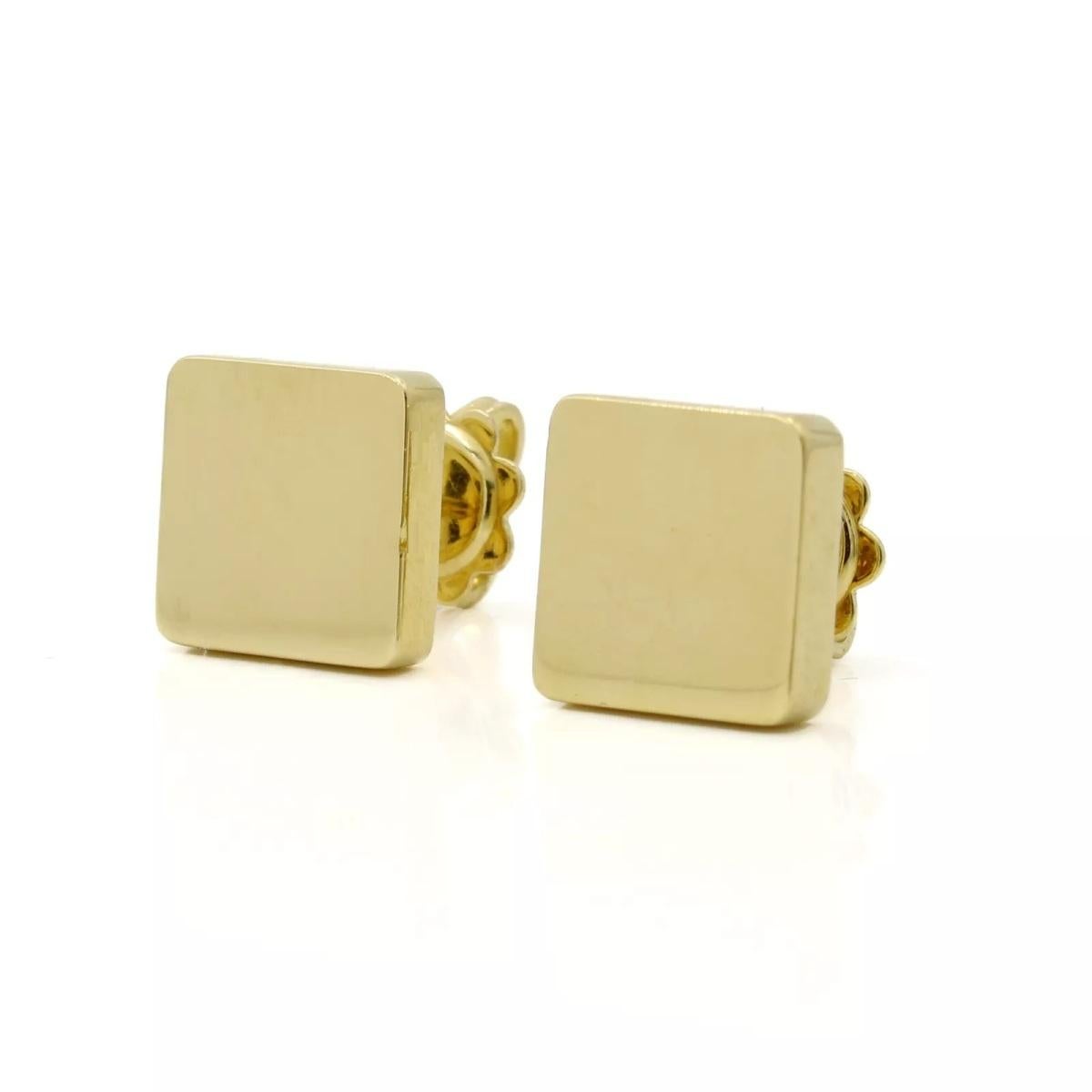 TIFFANY & Co. 18K Gold Square Stud Earrings In Good Condition For Sale In Los Angeles, CA