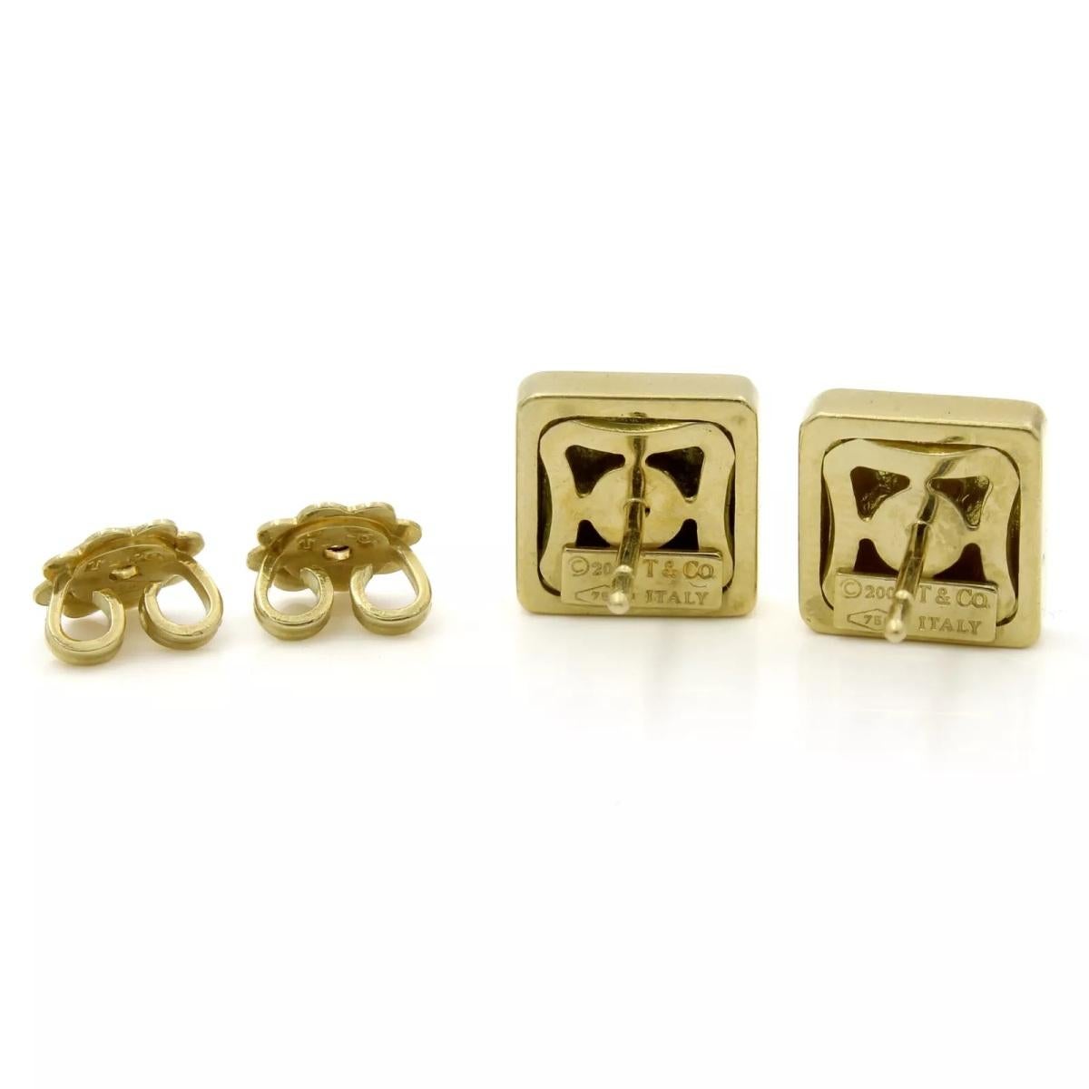 TIFFANY & Co. 18K Gold Square Stud Earrings For Sale 2