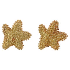 Tiffany & Co 18k Gold Star Earrings. Starfish Spiky Tiffany Stud Earrings