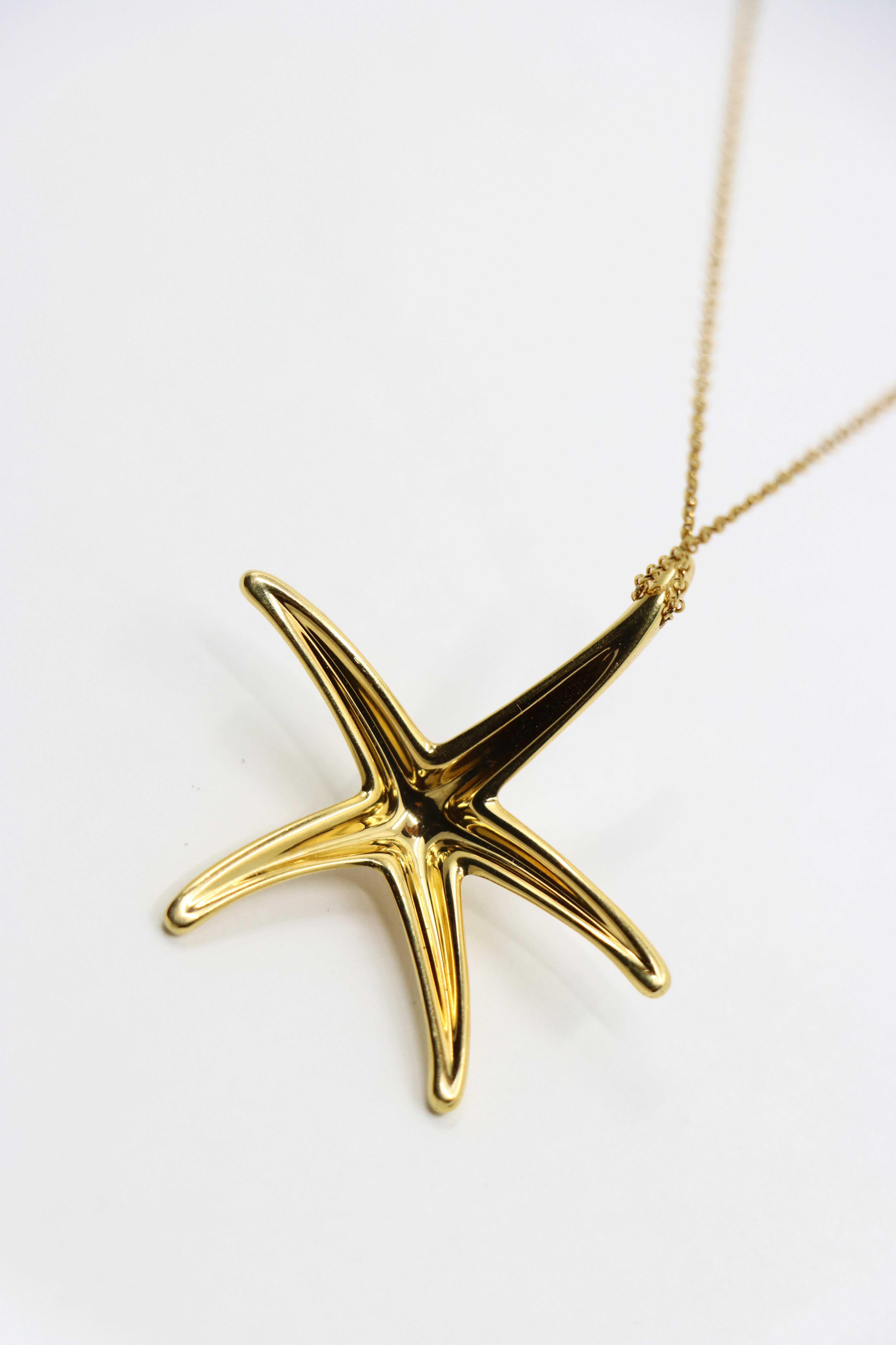 Tiffany & Co 18K Gold Starfish Pendant Necklace 8