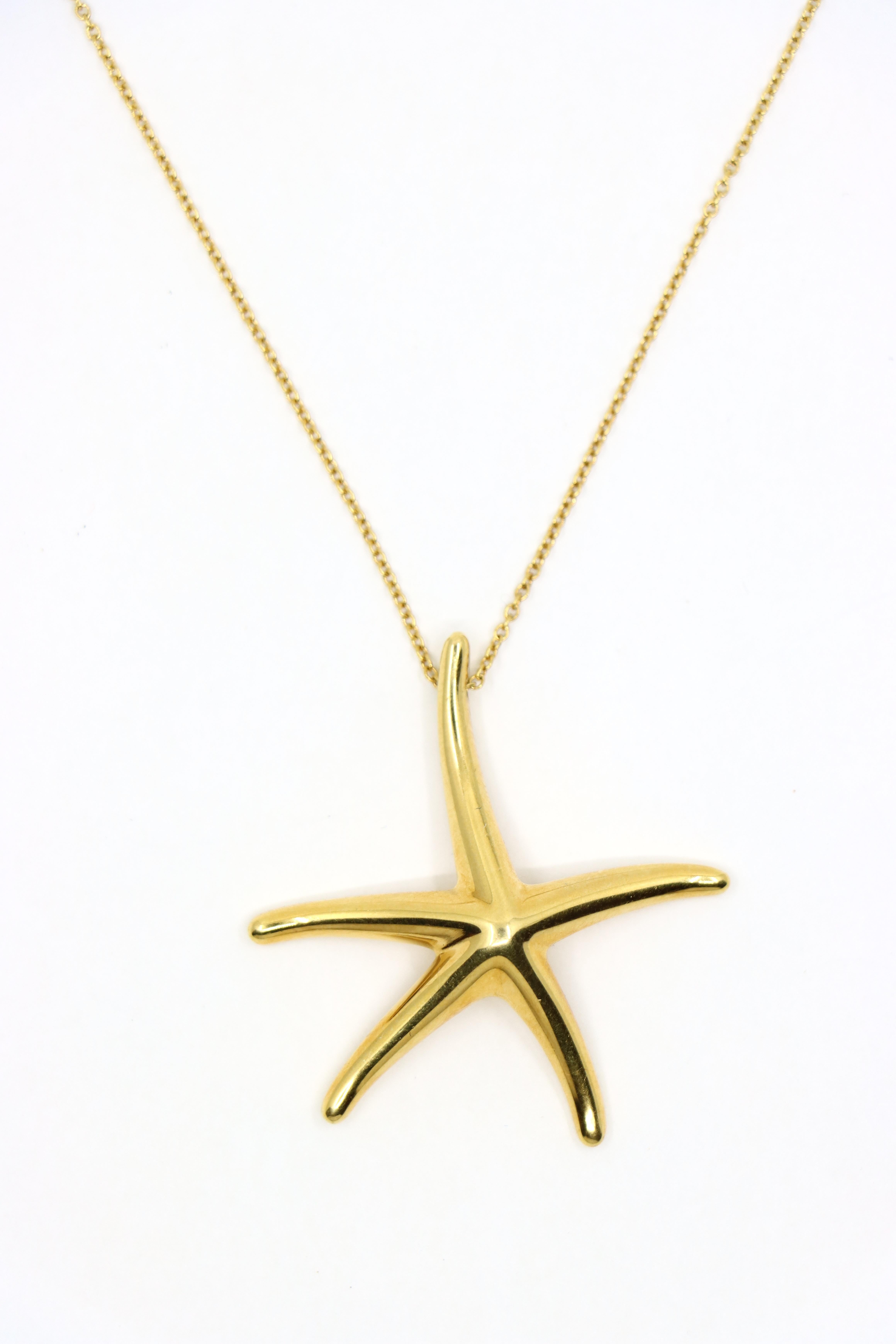 Women's or Men's Tiffany & Co 18K Gold Starfish Pendant Necklace