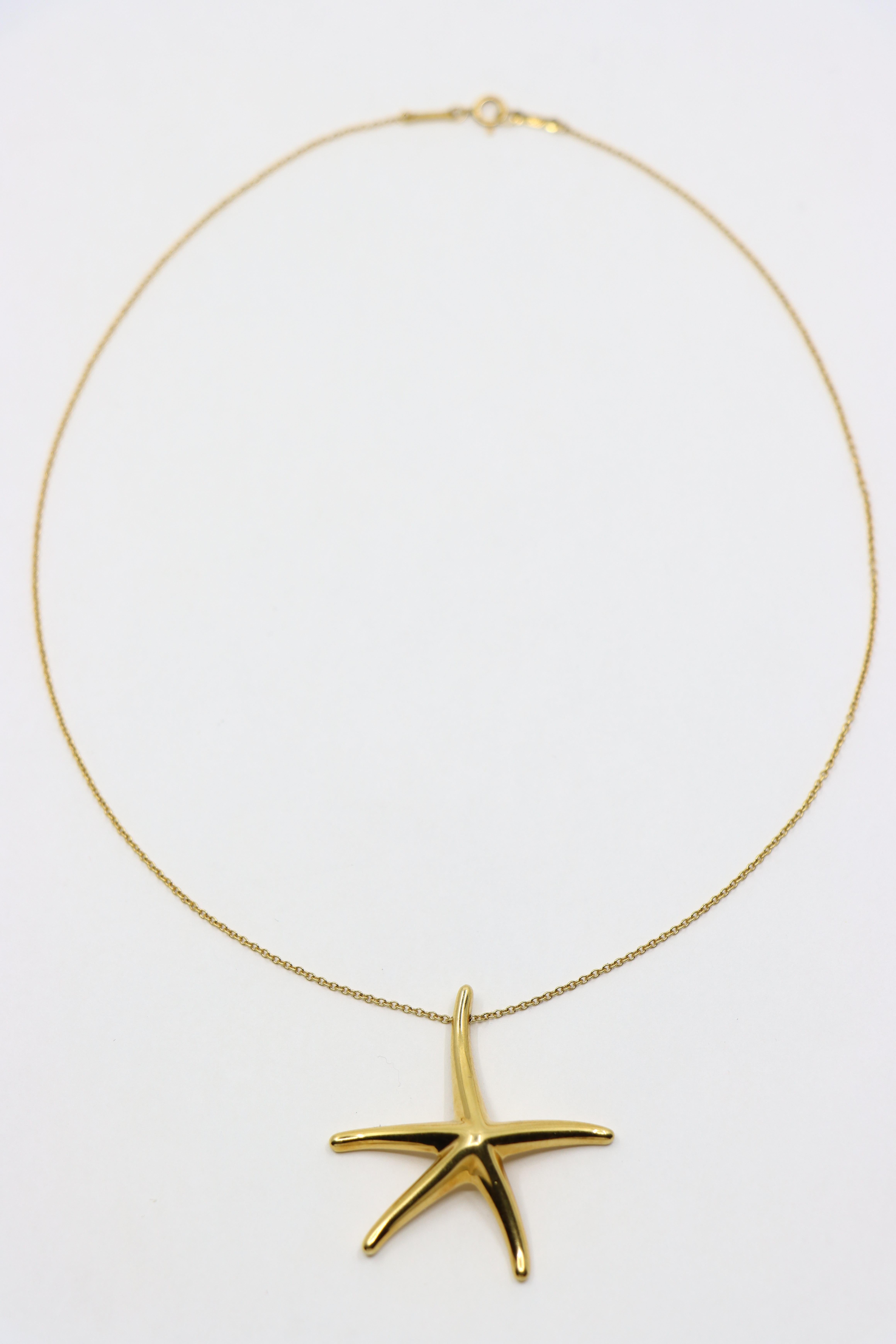 Tiffany & Co 18K Gold Starfish Pendant Necklace 1