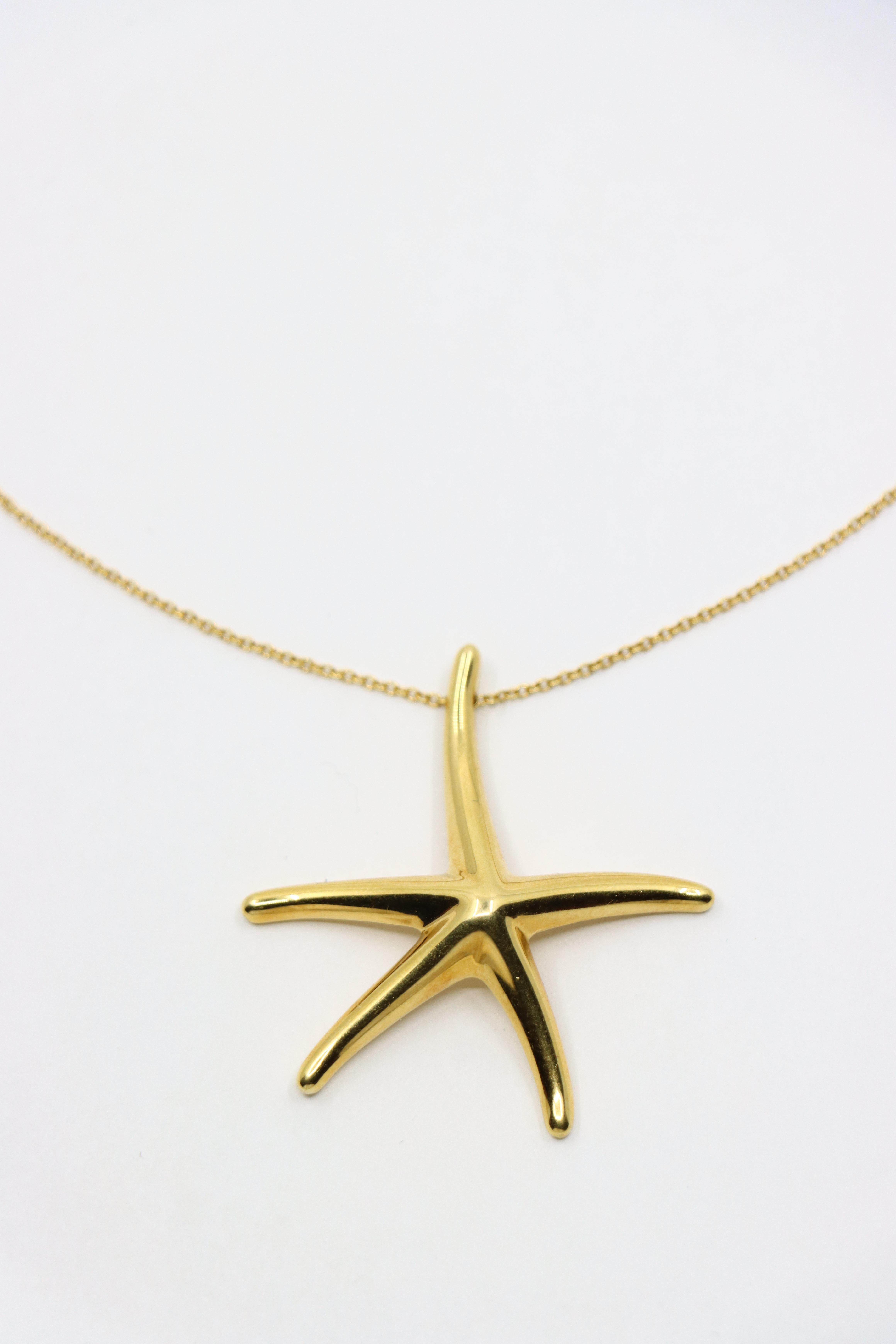 Tiffany & Co 18K Gold Starfish Pendant Necklace 2