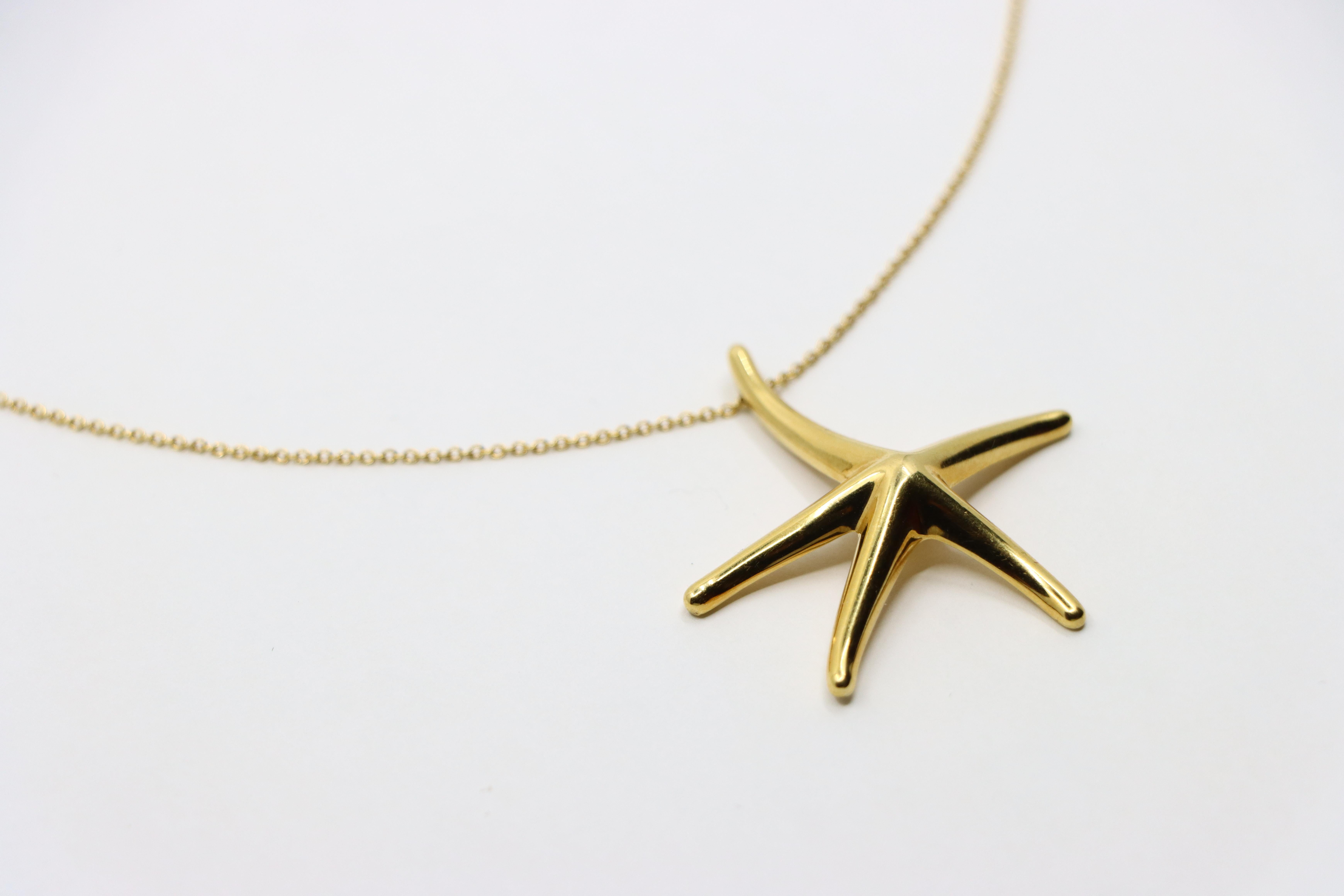Tiffany & Co 18K Gold Starfish Pendant Necklace 3