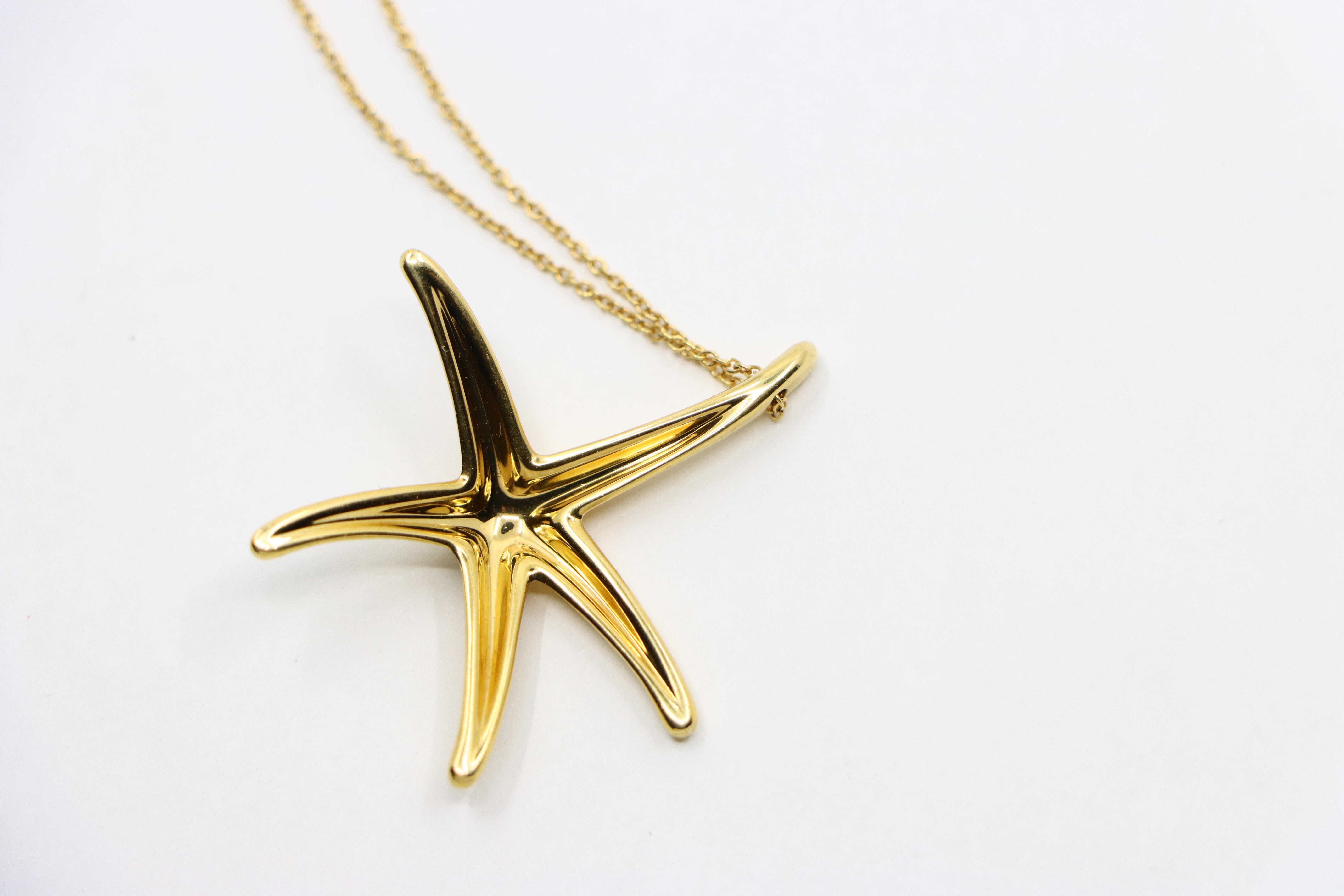 Tiffany & Co 18K Gold Starfish Pendant Necklace 4